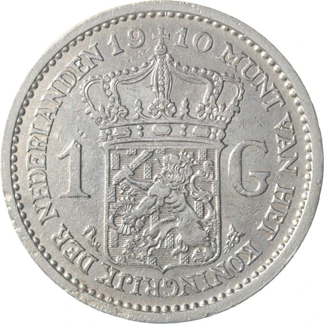 Netherlands. Wilhelmina. 1 Gulden 1910 ZELDZAAM