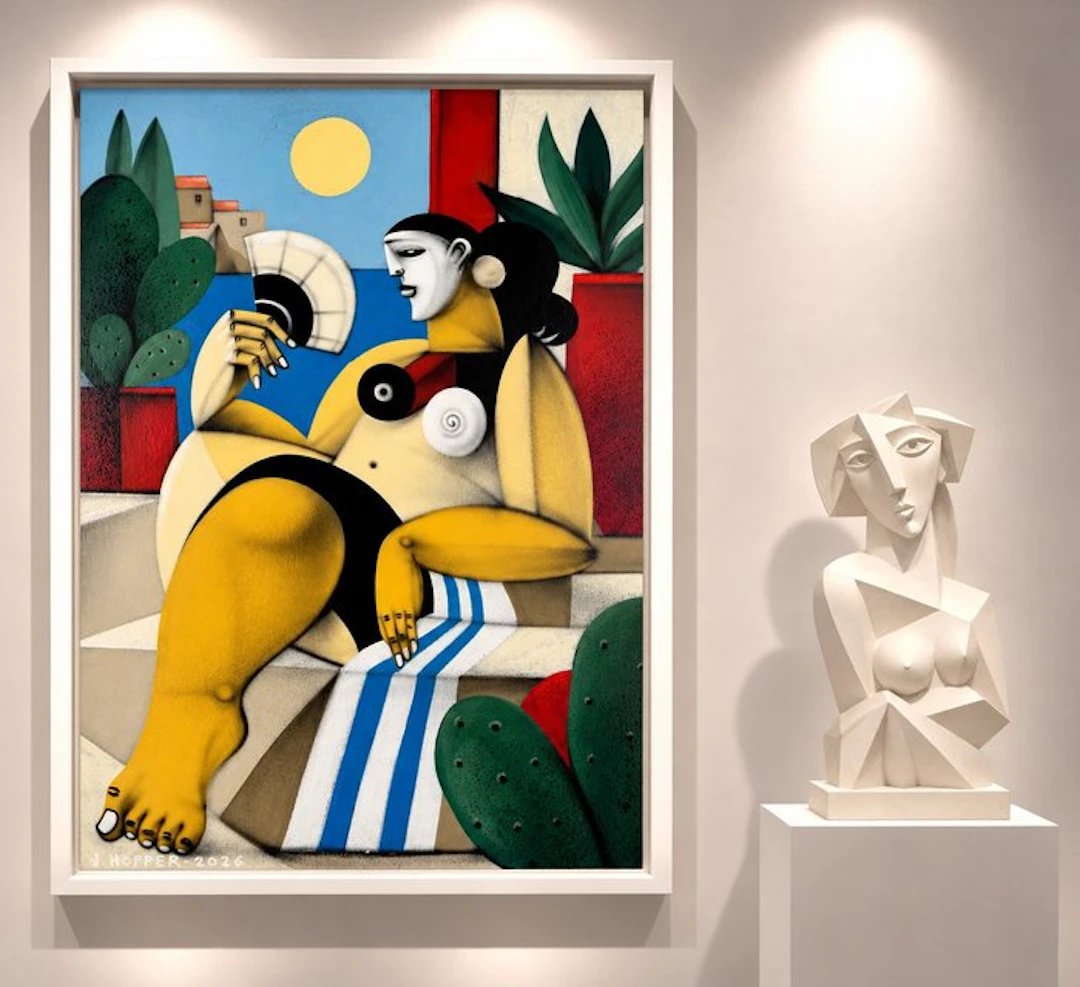 Jone Hopper - Eze village, la femme à l'éventail