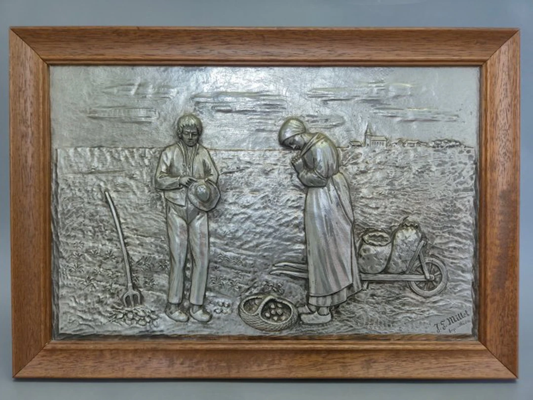 Wall decoration - Silver relief wall plaque – "The Angelus" after J