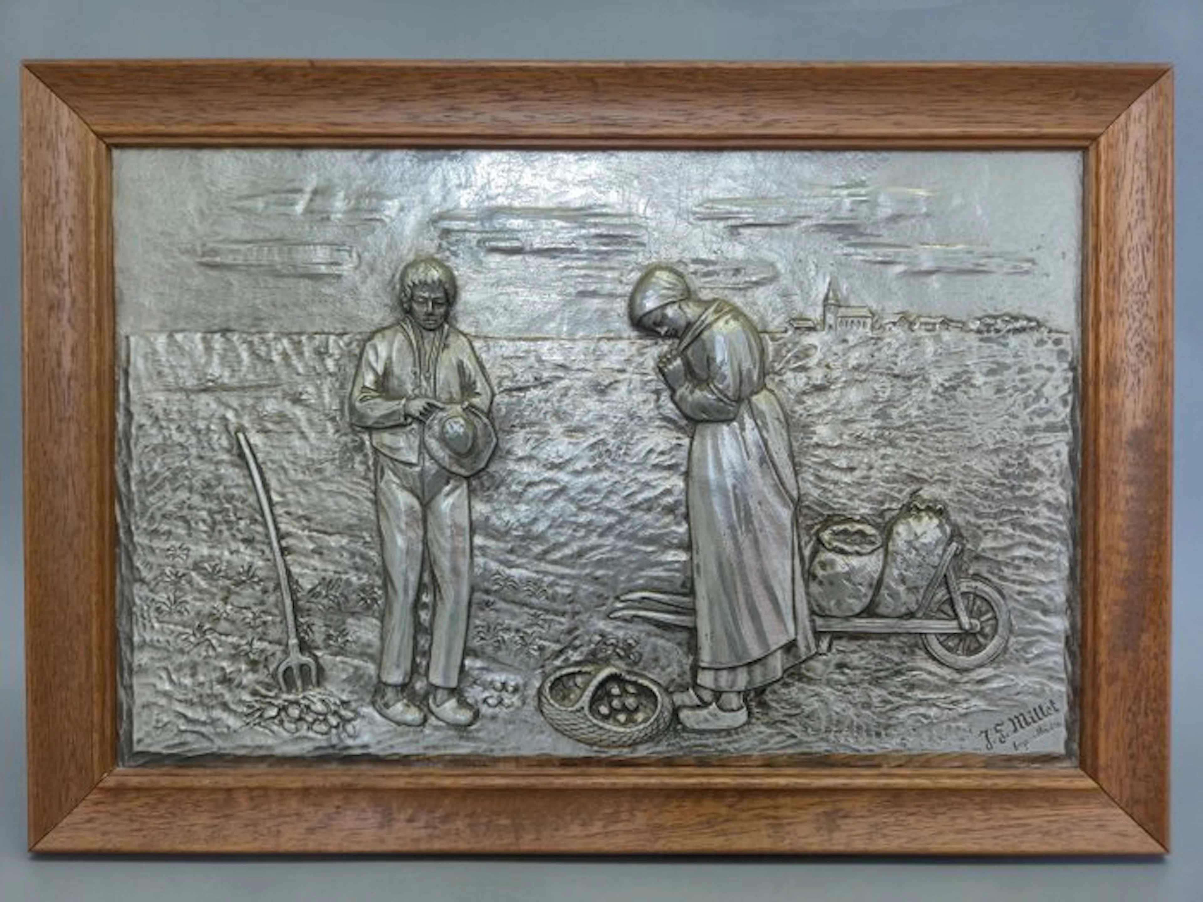 Wall decoration - Silver relief wall plaque – "The Angelus" after J