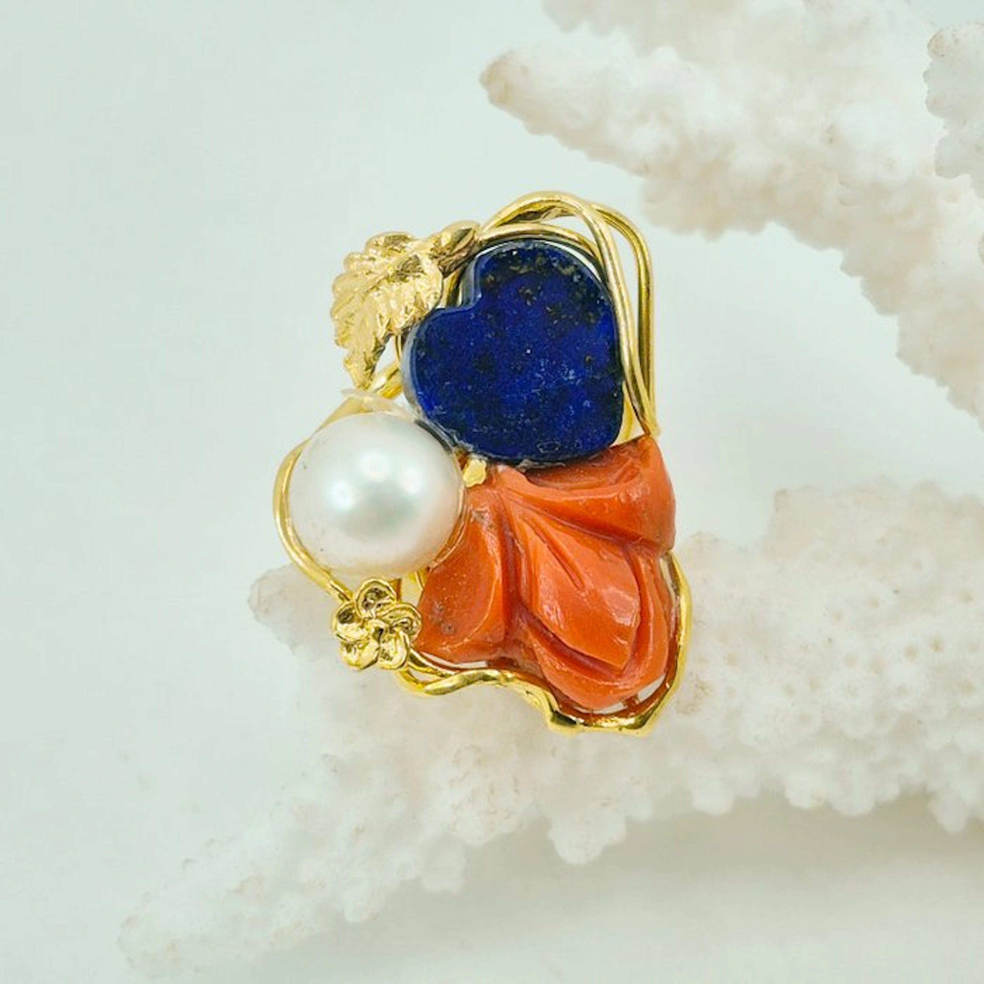 Coral - Silver, Gold-plated - Ring - CORALLO MEDITERRANEO