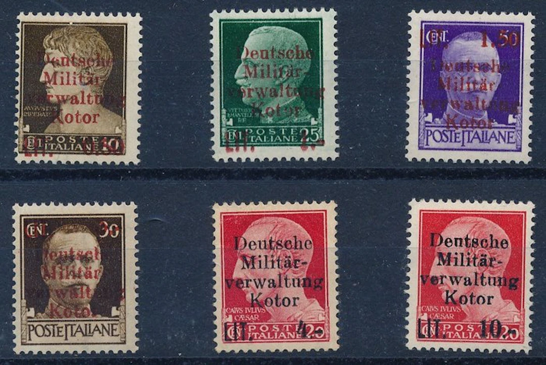 German Occupation - Kotor - 1944 - Italian postage stamps...