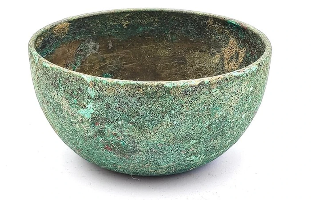 Ancient Chinese Bronze Bowl Utensil Dish - 53 mm