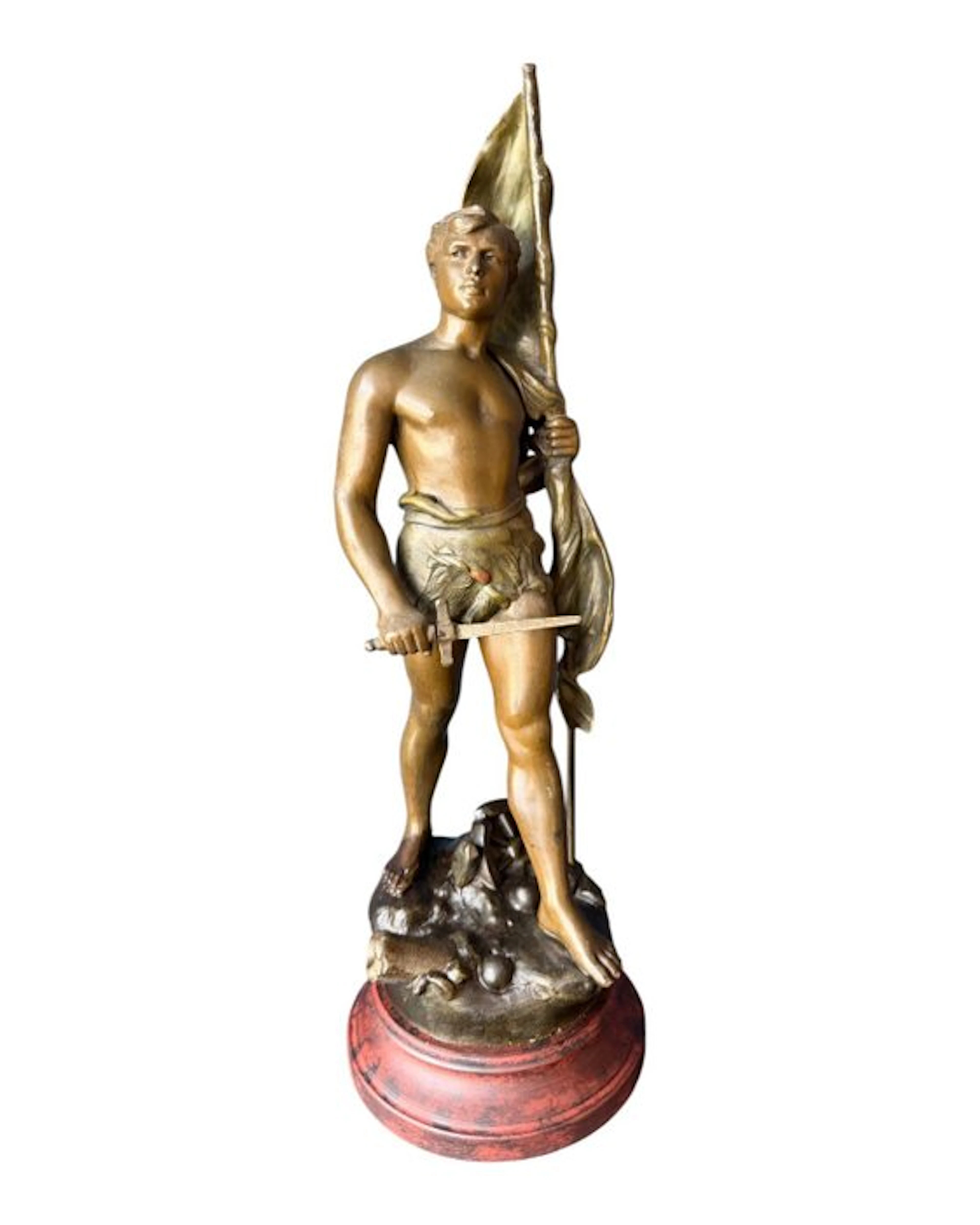 Sculpture, "De Vaandeldrager" - 50.5 cm - Spelter