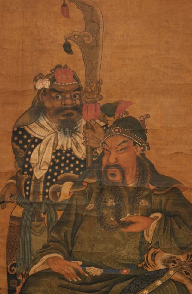Hanging scroll: Chinese general Guan Yu - Paper
