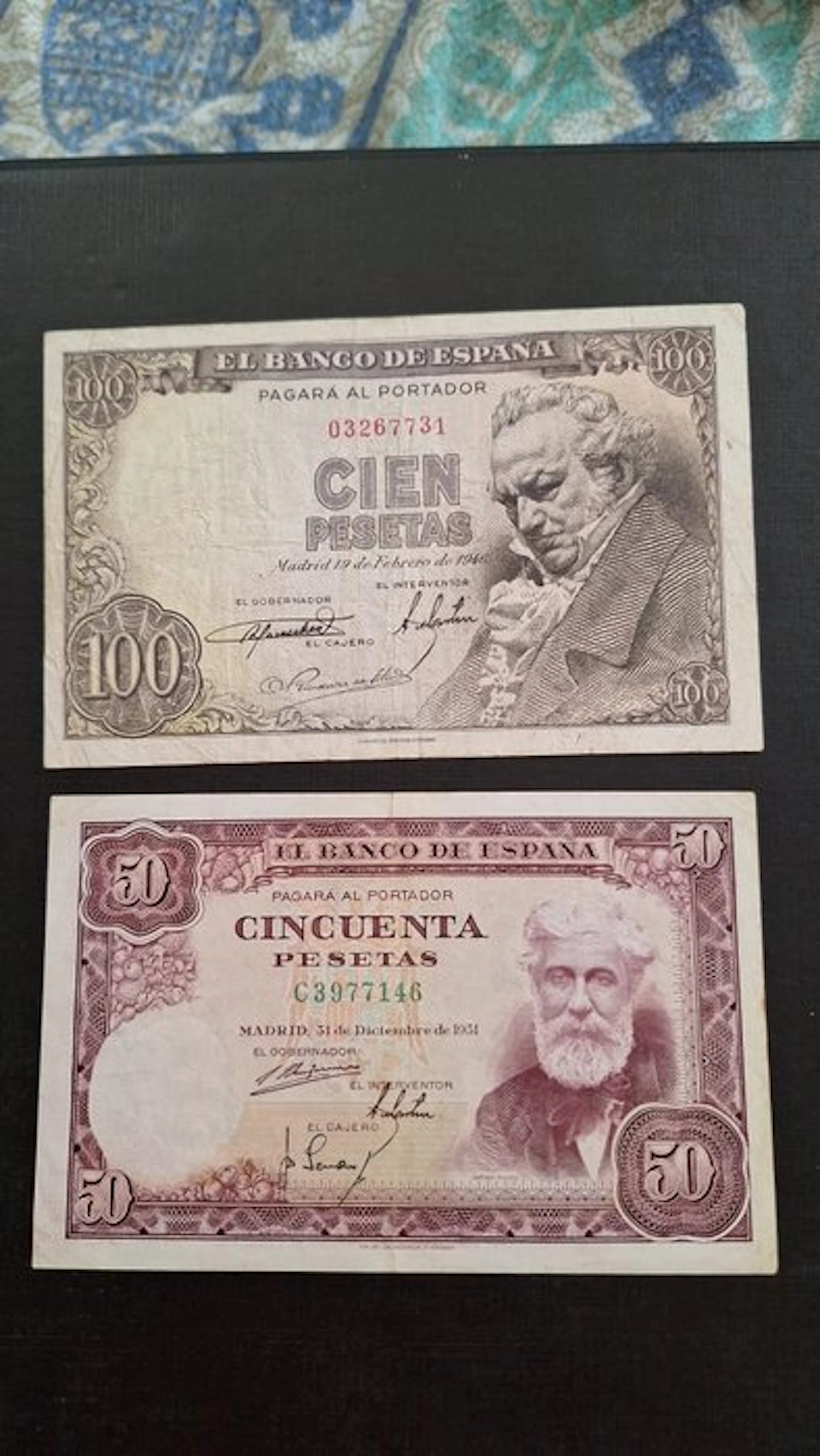 Spain. - 50, 100 Pesetas - 1946/1951 - Pick 131a, 141a (No reserve price)