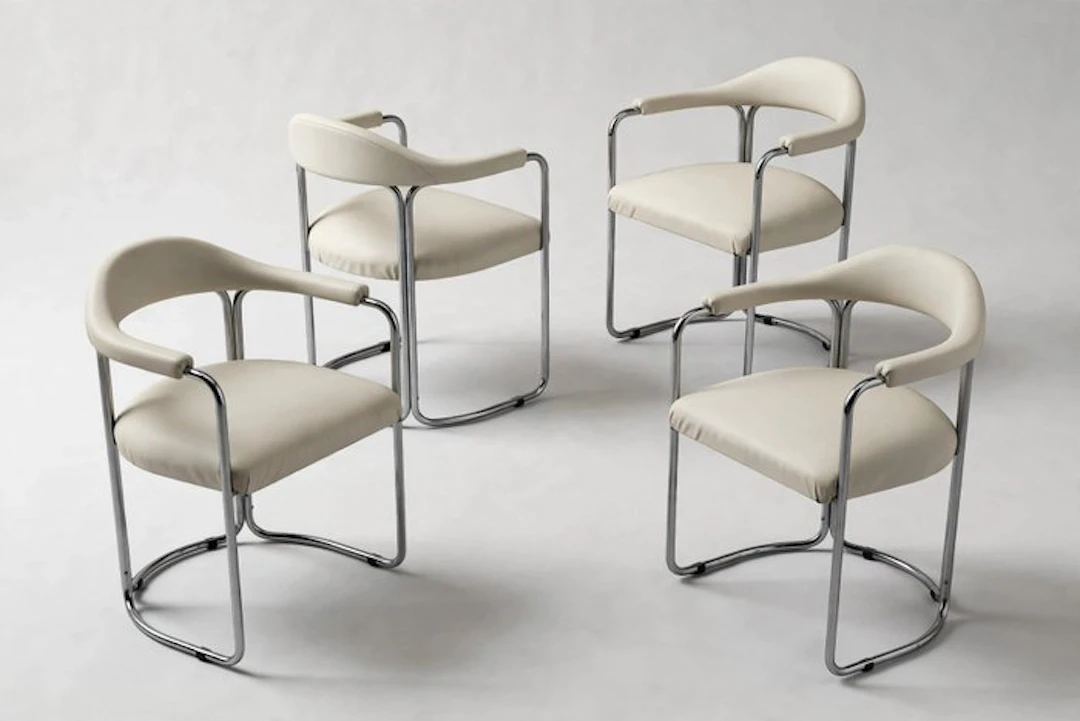 Armchair (4) - Steel, Synthetic leather