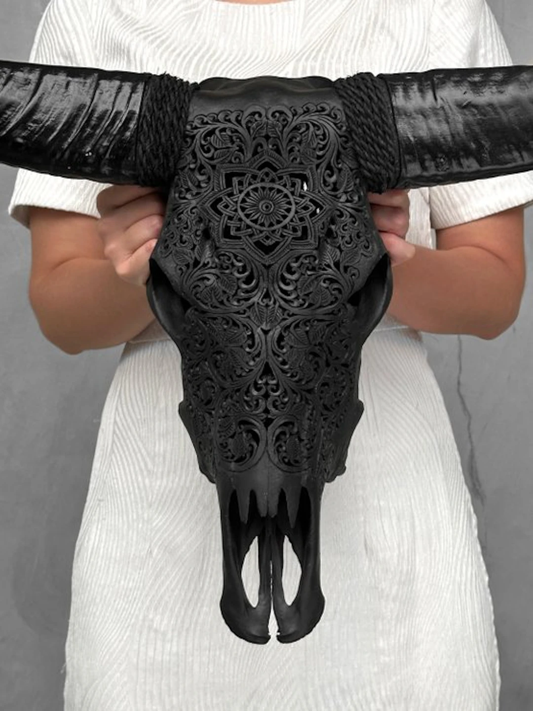 NO RESERVE PRICE - Authentic Large Black Buffalo Skull...