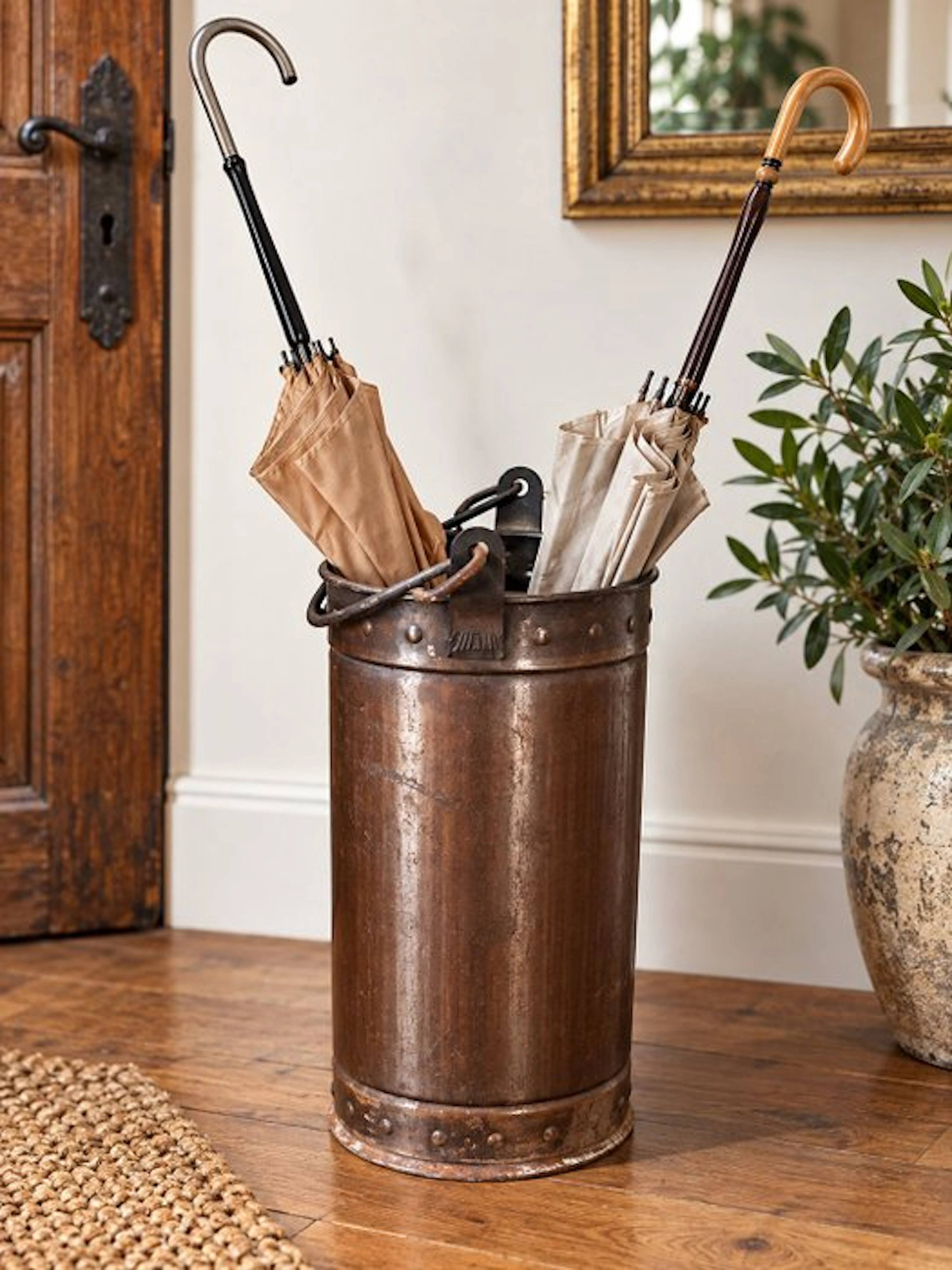 Umbrella stand/rack - Wrought iron - Rural container.