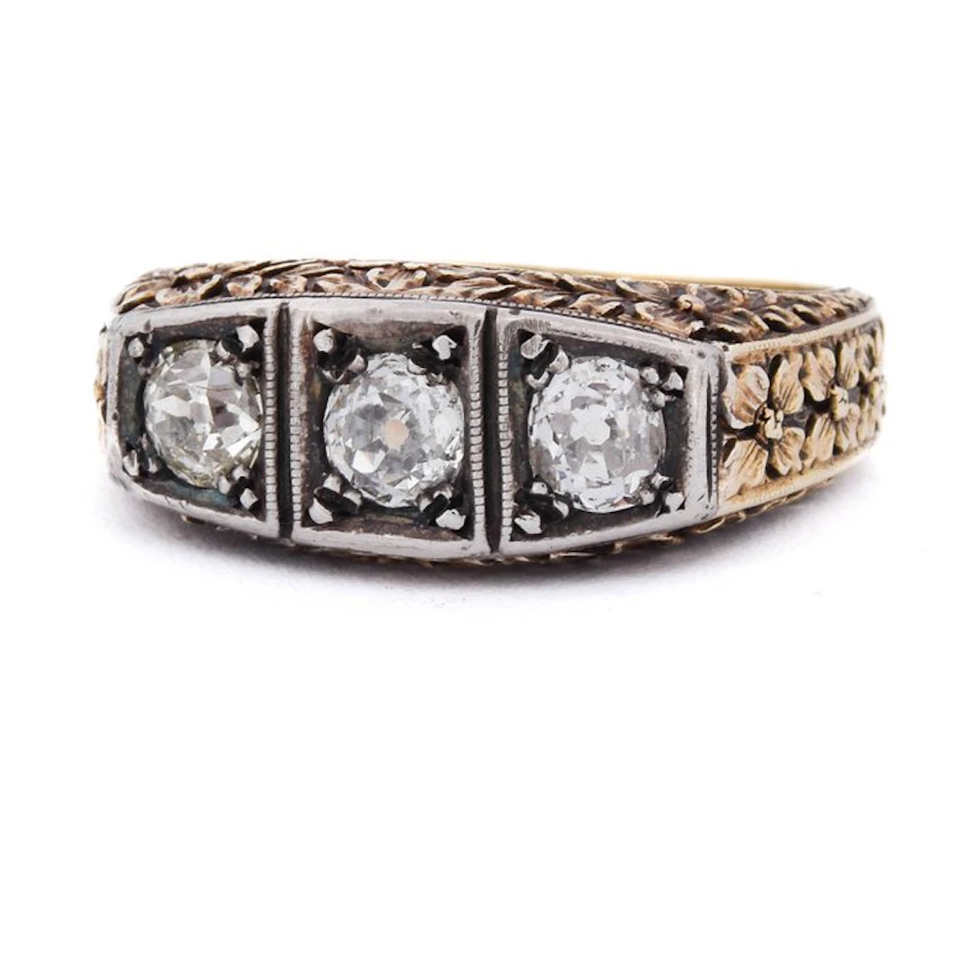 Ring - 18 kt. Yellow gold - 0.90ct. tw. Diamond (Natural)