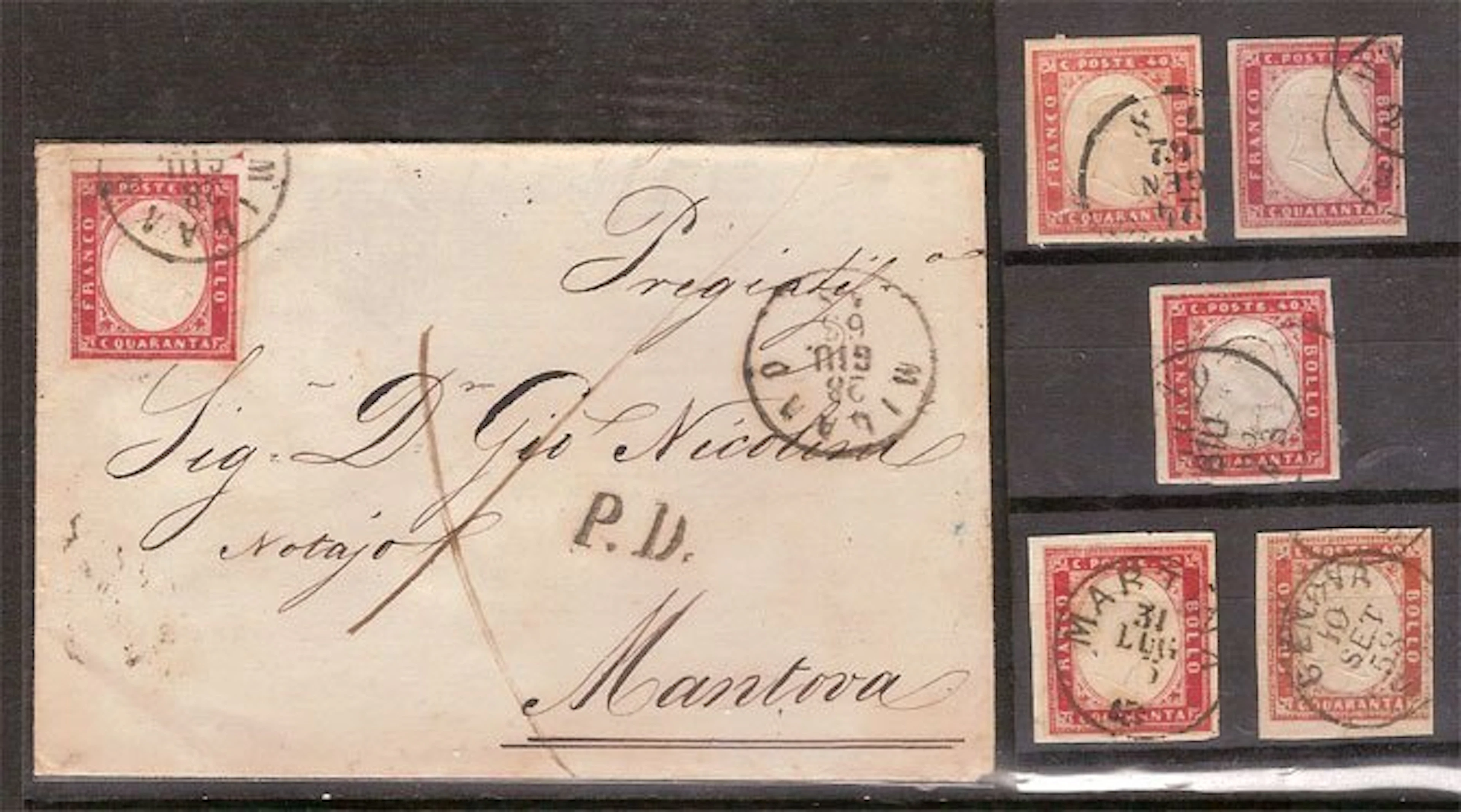 Italian Ancient States - Sardinia 1857/1863 - Set of 6 40¢ values