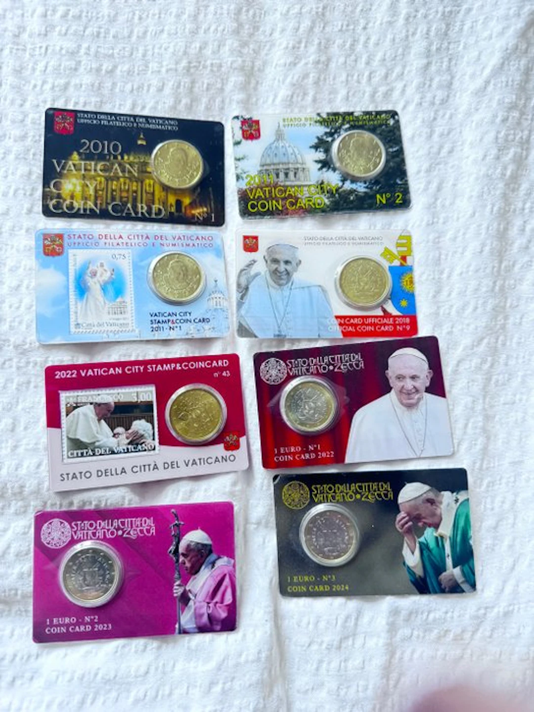 Vatican. Coin Card 2010/2024 (8 stuks) (No reserve price)