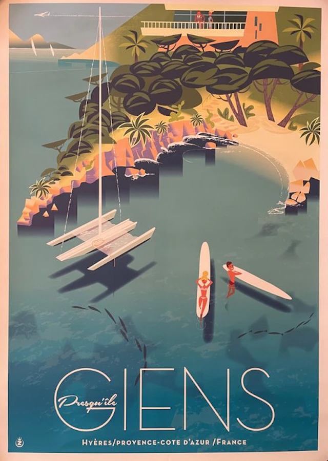 Monsieur Z - Affiche de Tourisme "Hyères - La presqu'île de Giens"