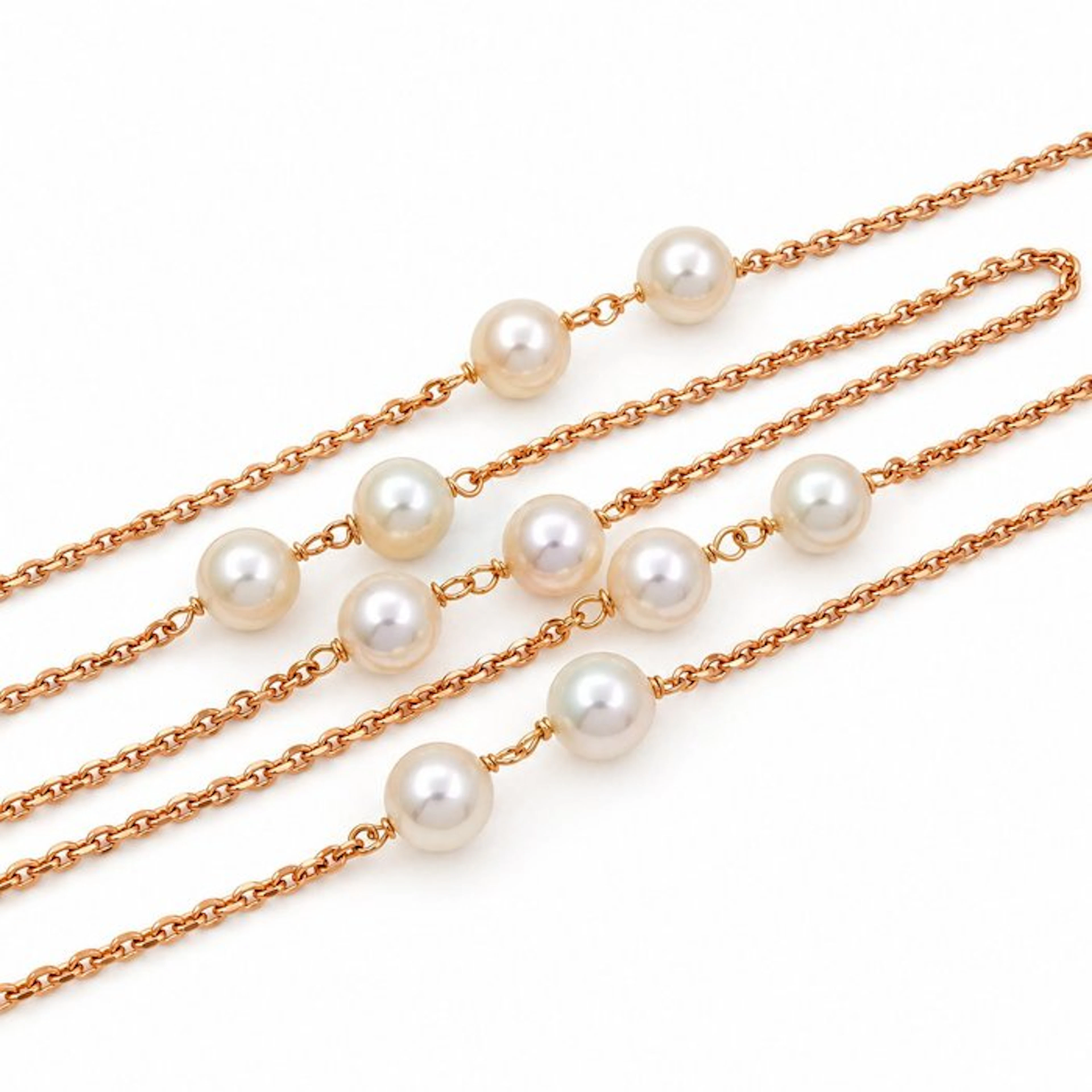 Necklace - 18 kt. Rose gold Pearl - Made in Italy - Handmade