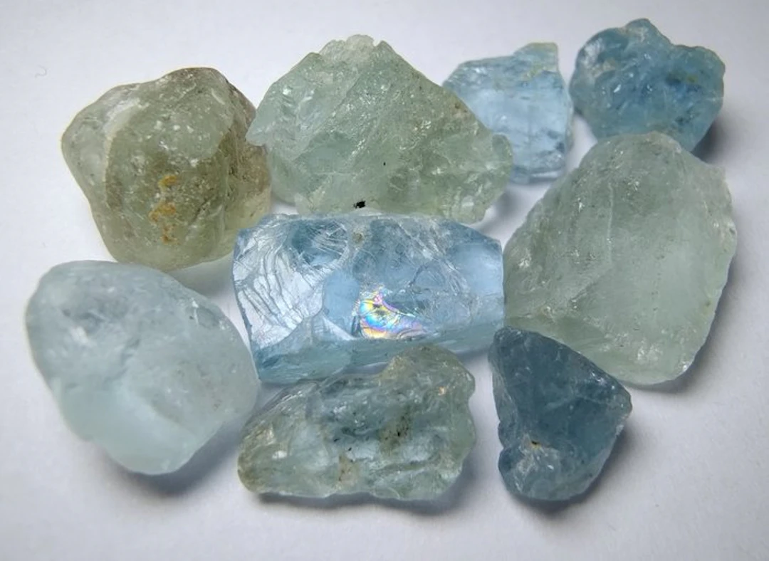 55.7 cts - 9 Natural Crystal Aquamarine - Rough- 11.14 g