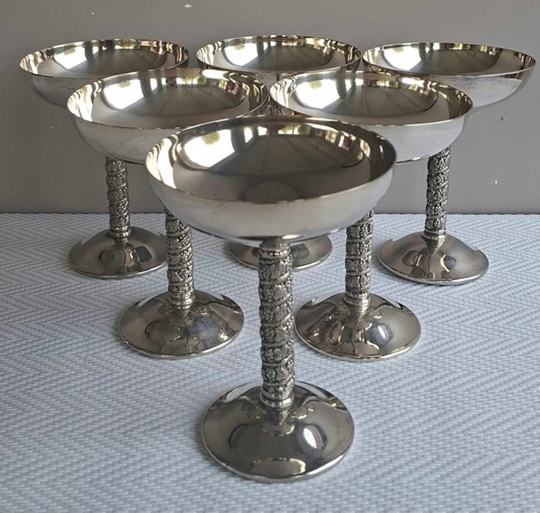 A. Lara - Champagne glass (6) - Silverplated - nickel-plated silver