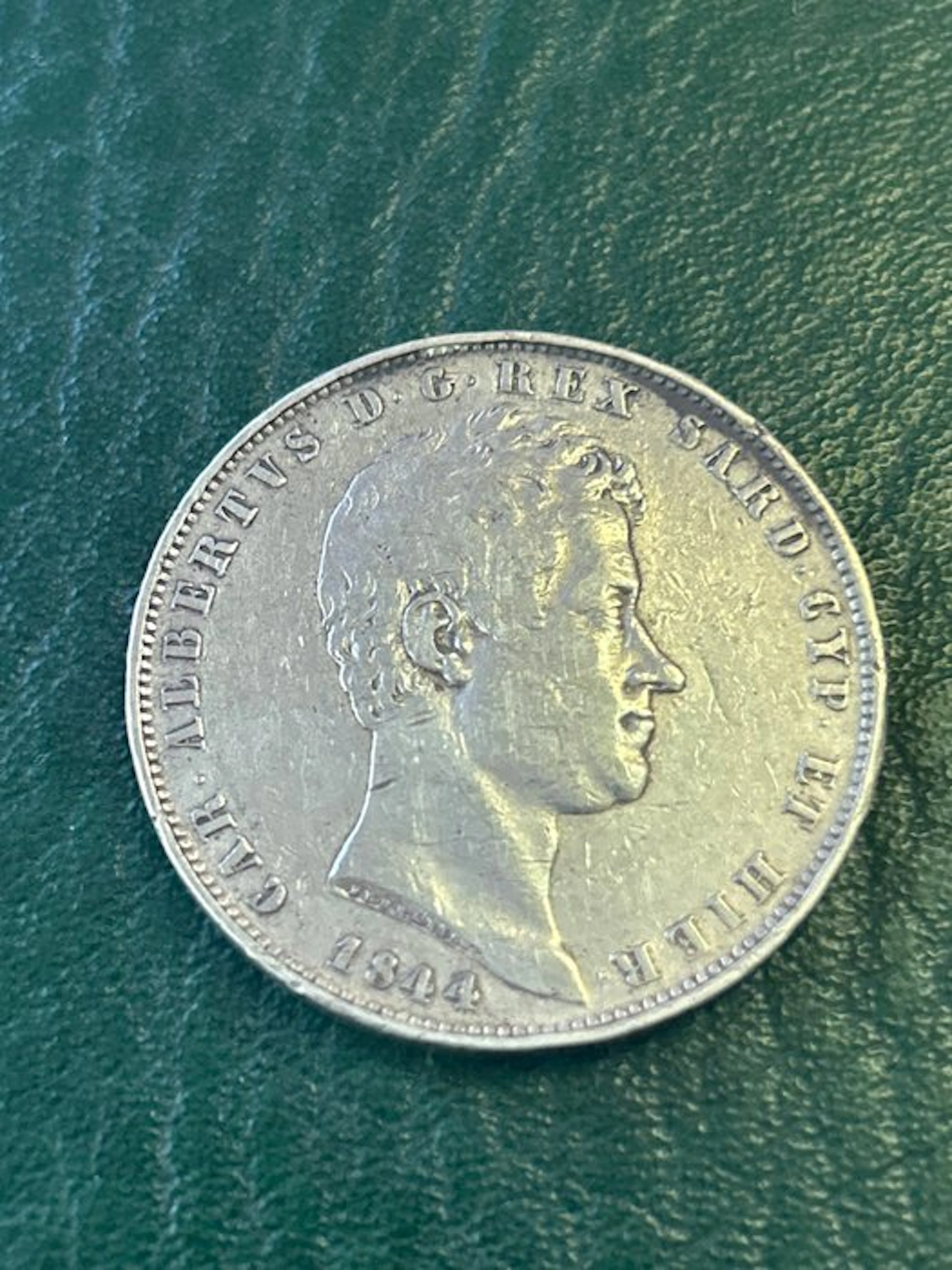 Italy, Savoy Carlo Alberto. 5 Lire 1844 Genova (No reserve price)