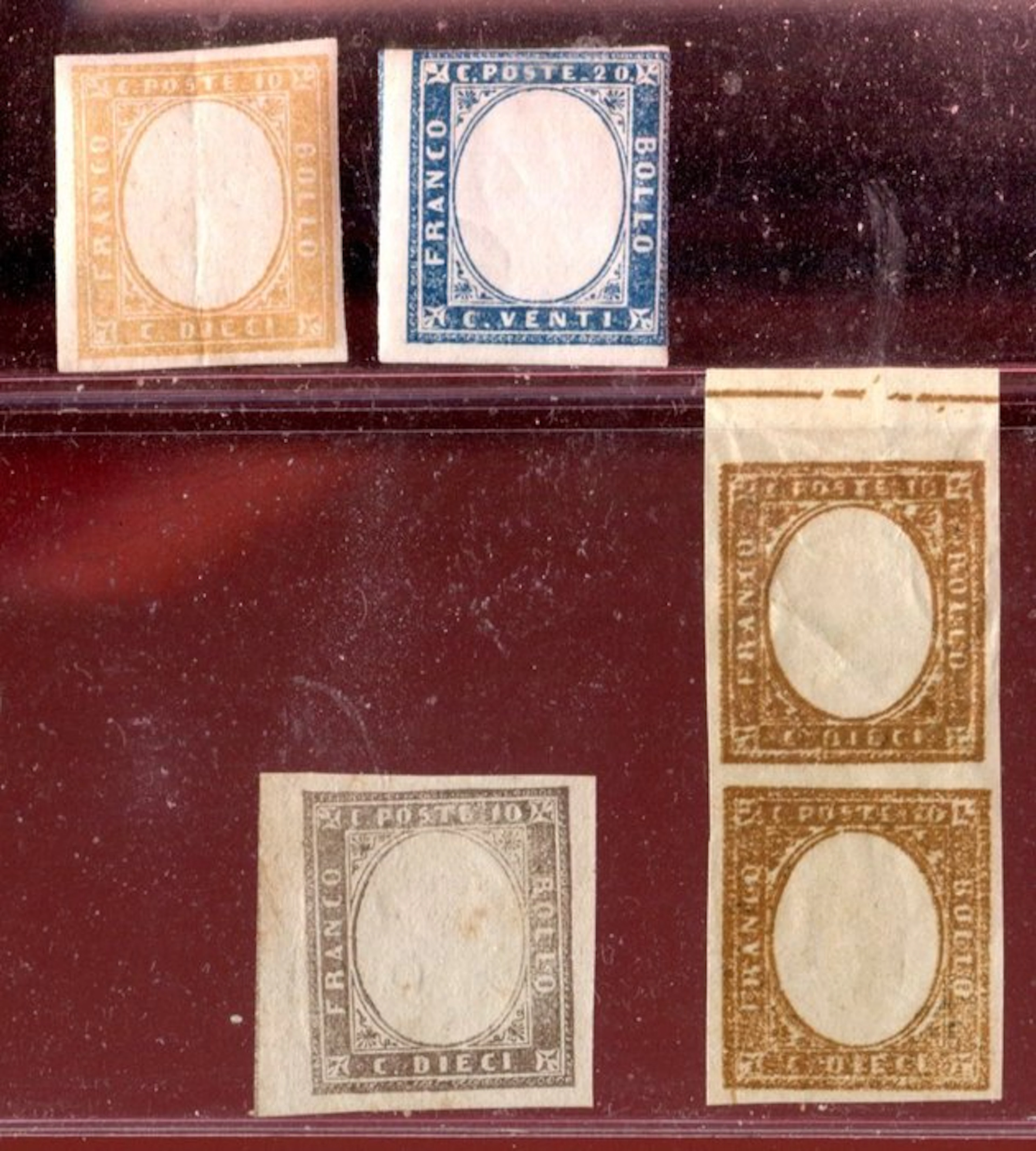Italian Ancient States - Sardinia 1855 - 10 and 20 centesimi without effigies