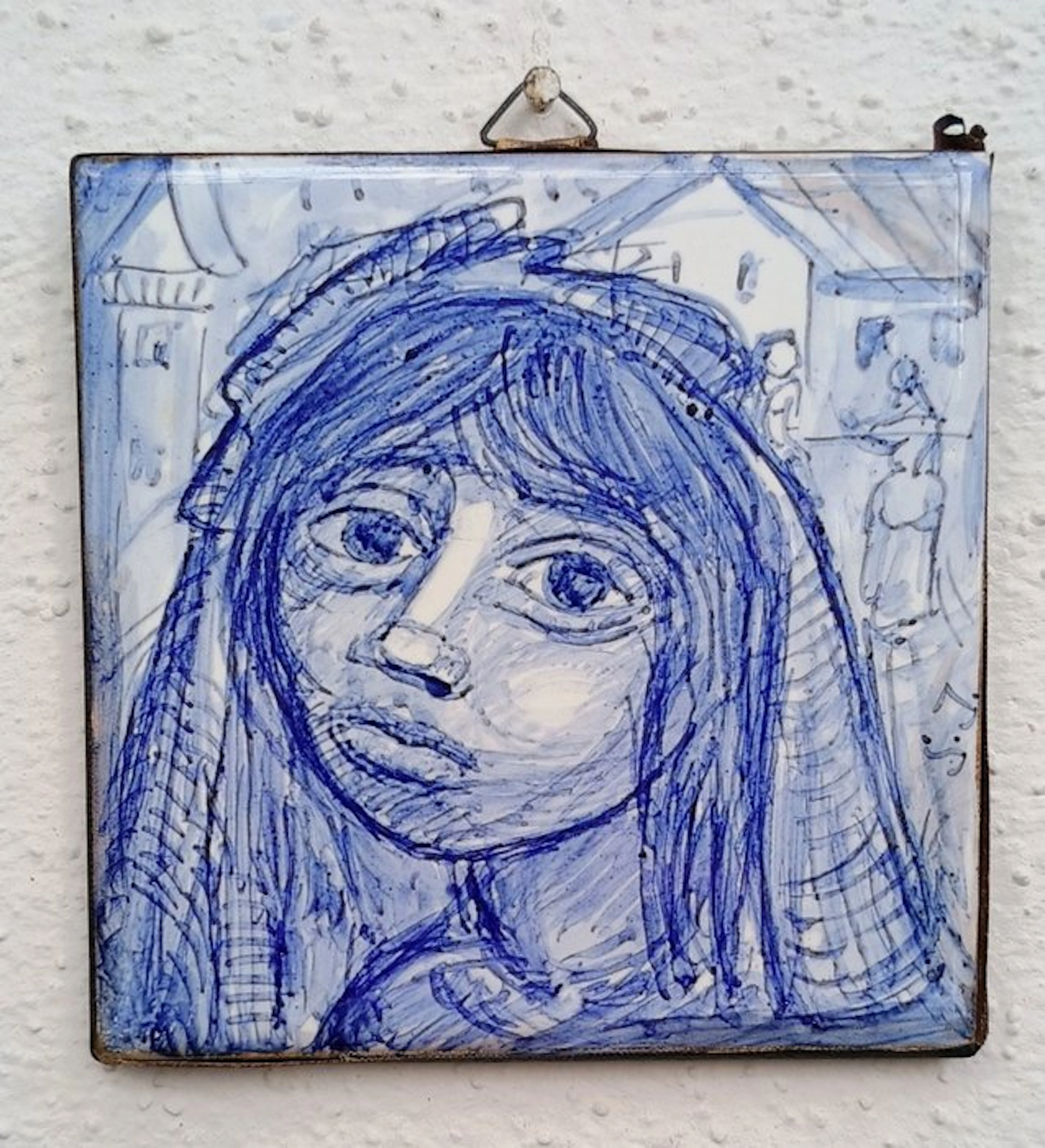 F. Marazzi - scuola italiana - Wall plate - Earthenware - Young girl's face