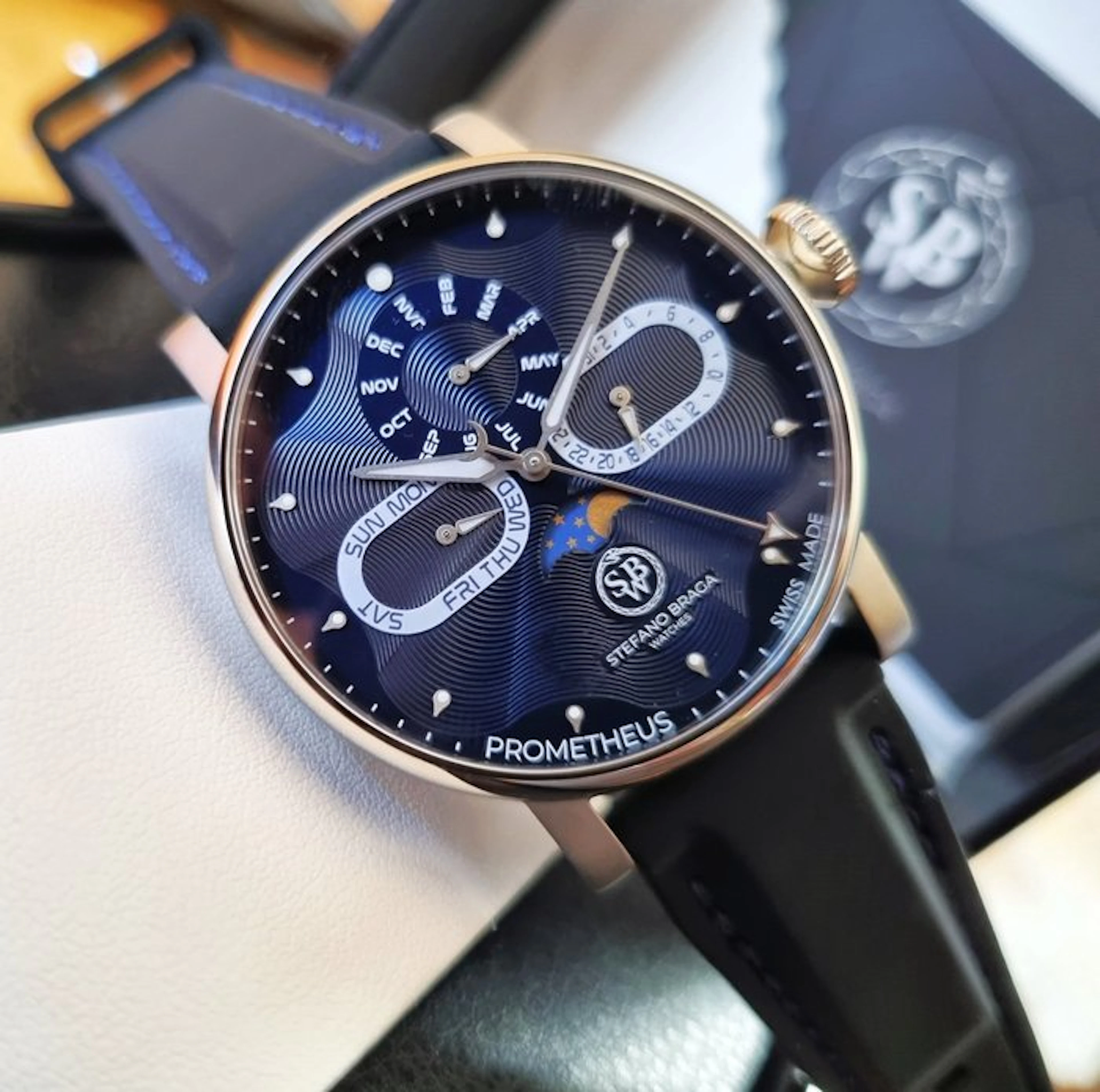 Stefano Braga - Moon Phase - Calendar - Swiss Made - Rare...