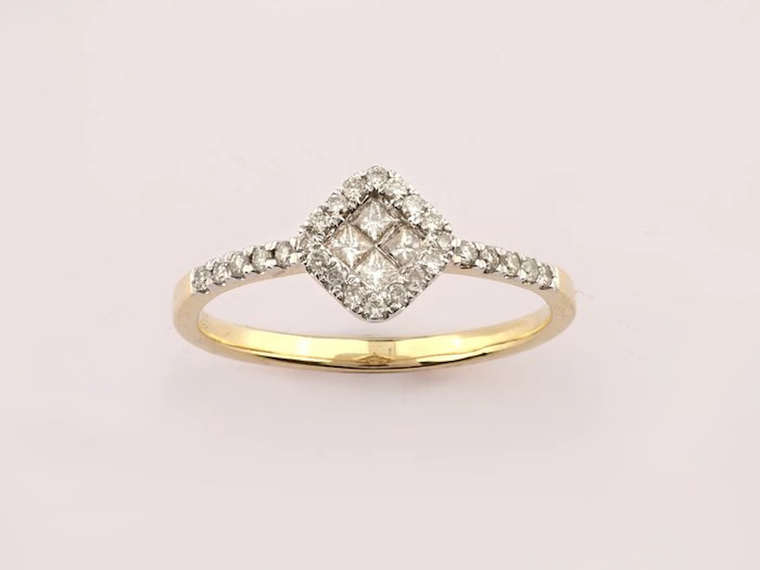 Ring - 14 kt. Yellow gold - 0.34ct. tw. Diamond (Natural)