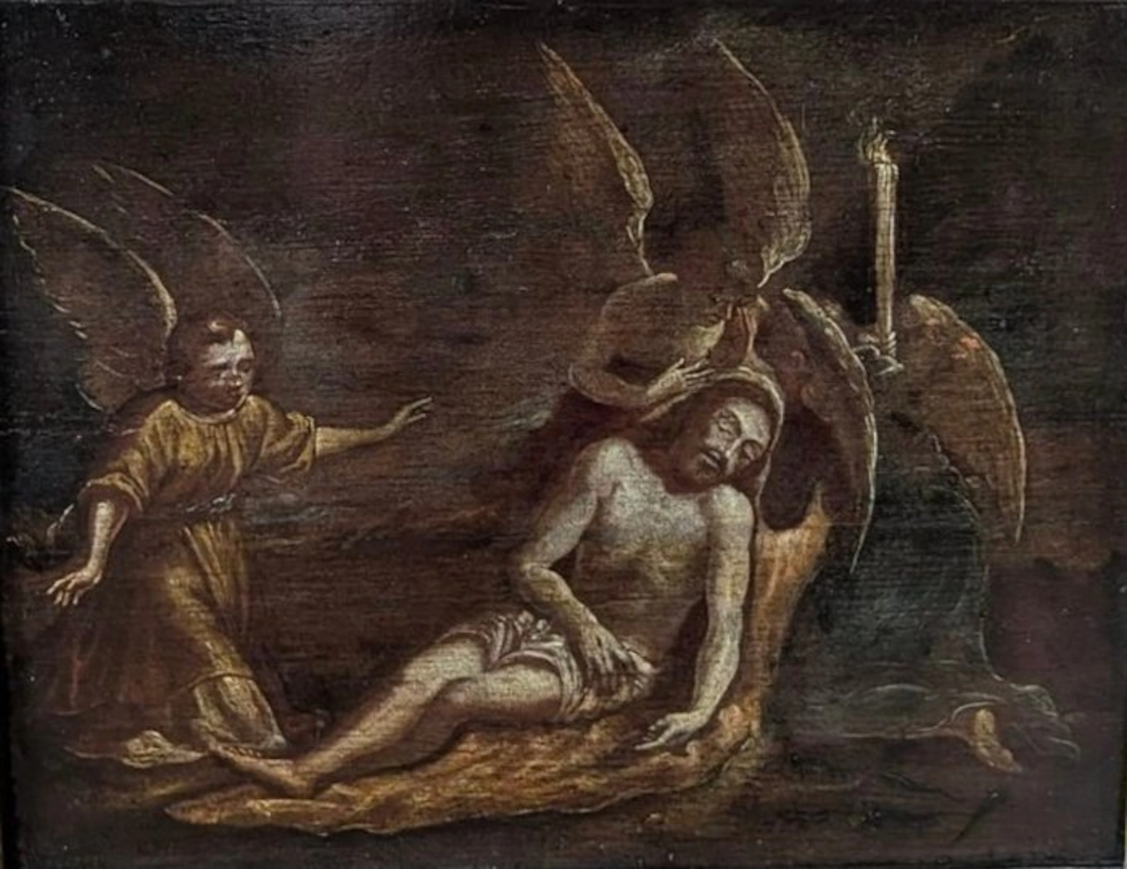 Jacopo Palma il Giovane (1544–1628), After - Toter Christus, von Engeln beweint