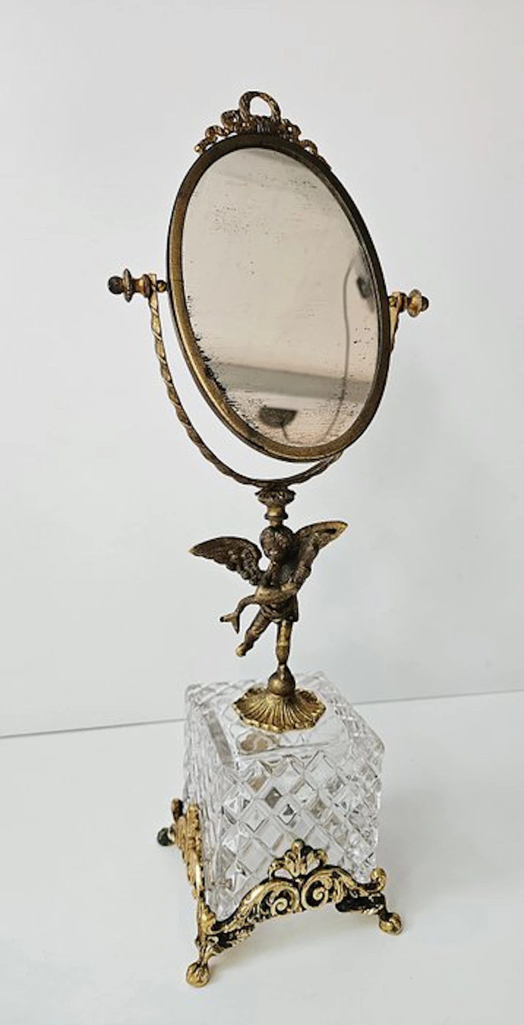 Putto - Table mirror - Gilded brass - Kristal