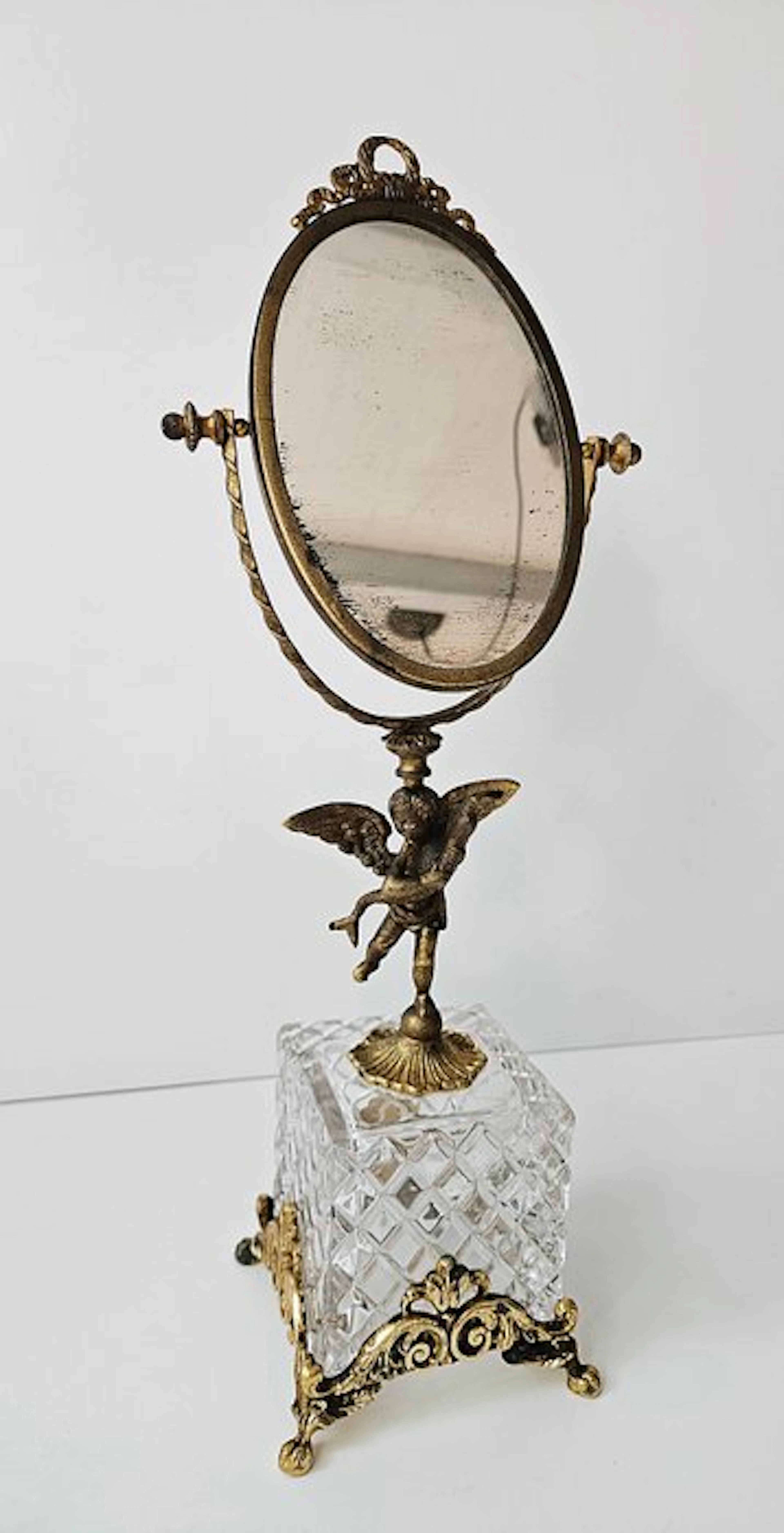 Putto - Table mirror - Gilded brass - Kristal