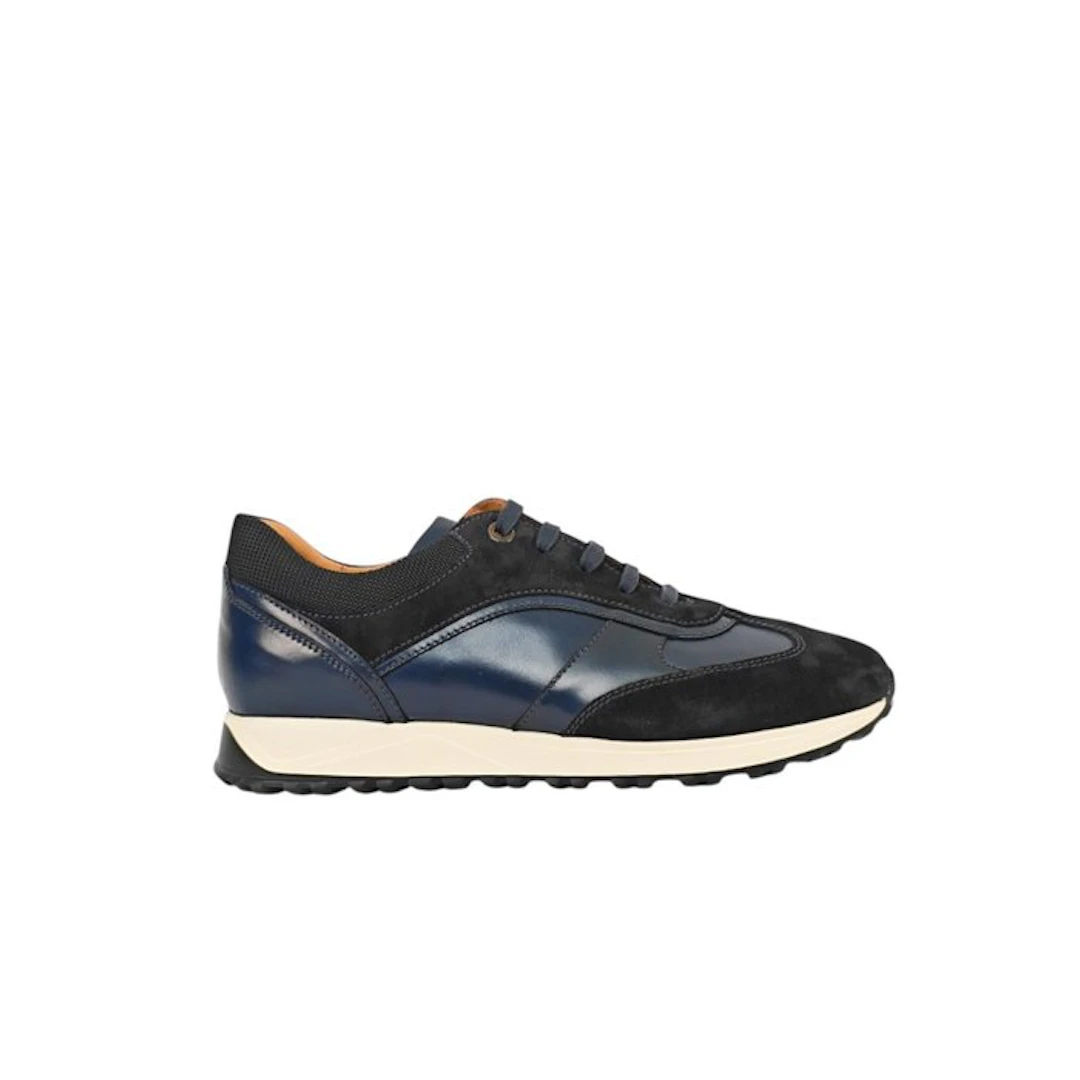 TESTONI - 8 UK - 42 IT - Blue Sneaker Plain Calf + Suede...