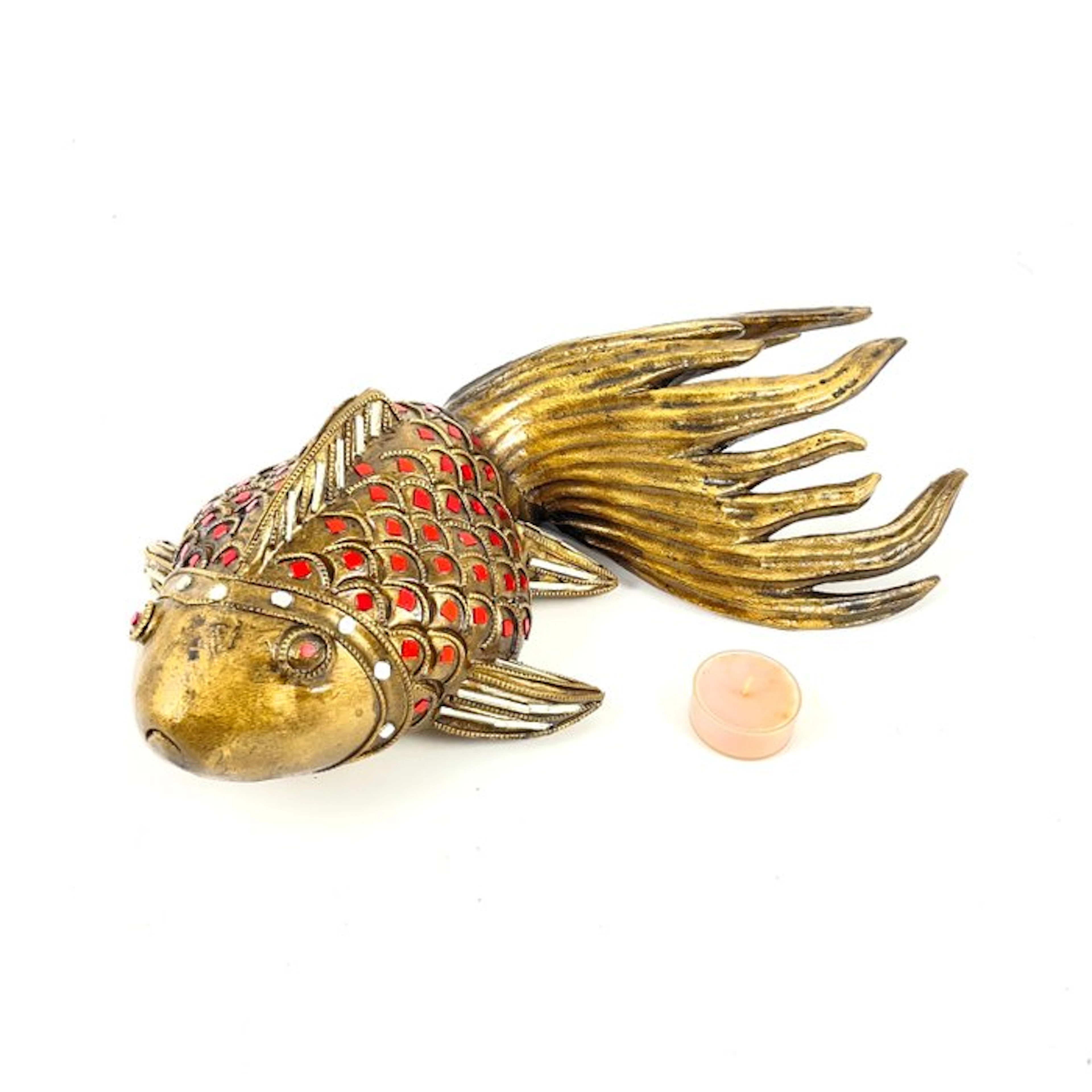 Decorative ornament - Elegant Golden Carp - Handmade...