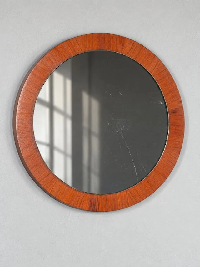 Wall mirror - Glass, Wood - Mid-century throat mirror
