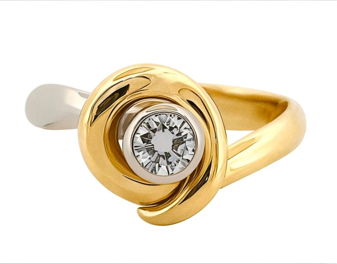 Ring - 18 kt. White gold, Yellow gold Diamond (Natural)