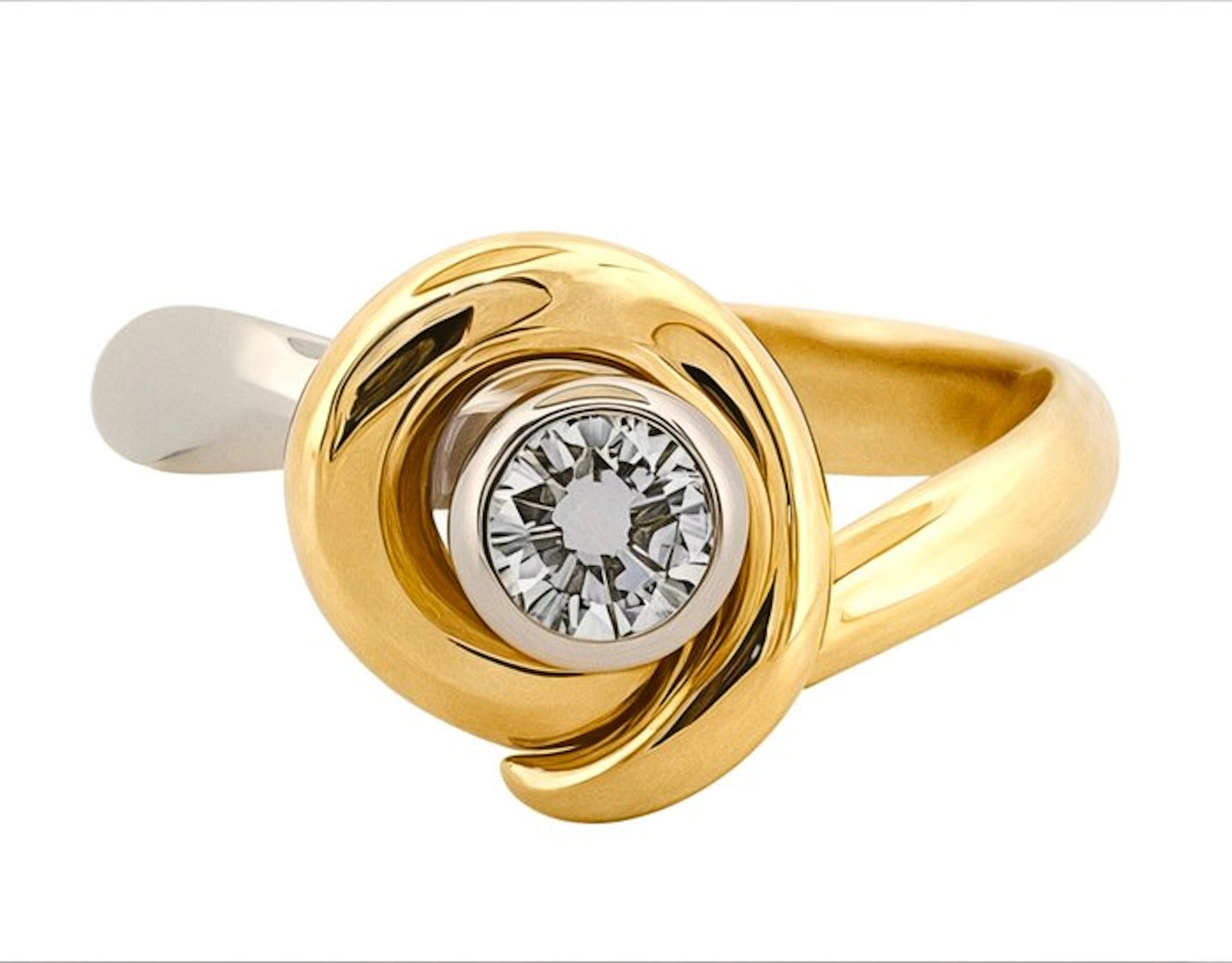 Ring - 18 kt. White gold, Yellow gold Diamond (Natural)