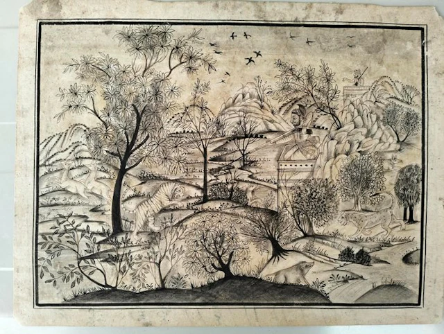 Hunting scene - India - 19th - 20th century