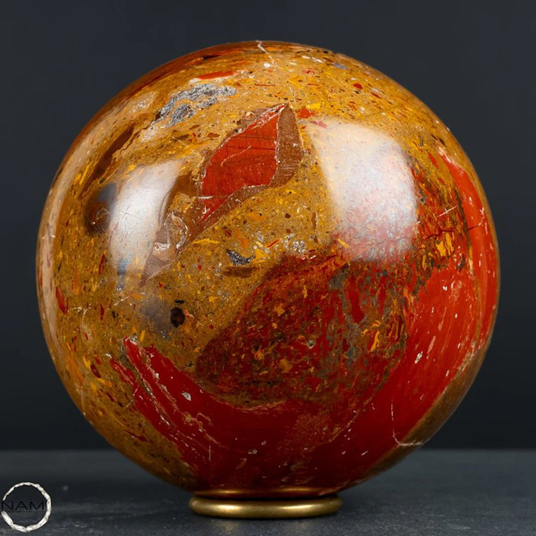 Ocean Jasper Sphere – Expressive Color palette in warm natural tones- 2430.51 g