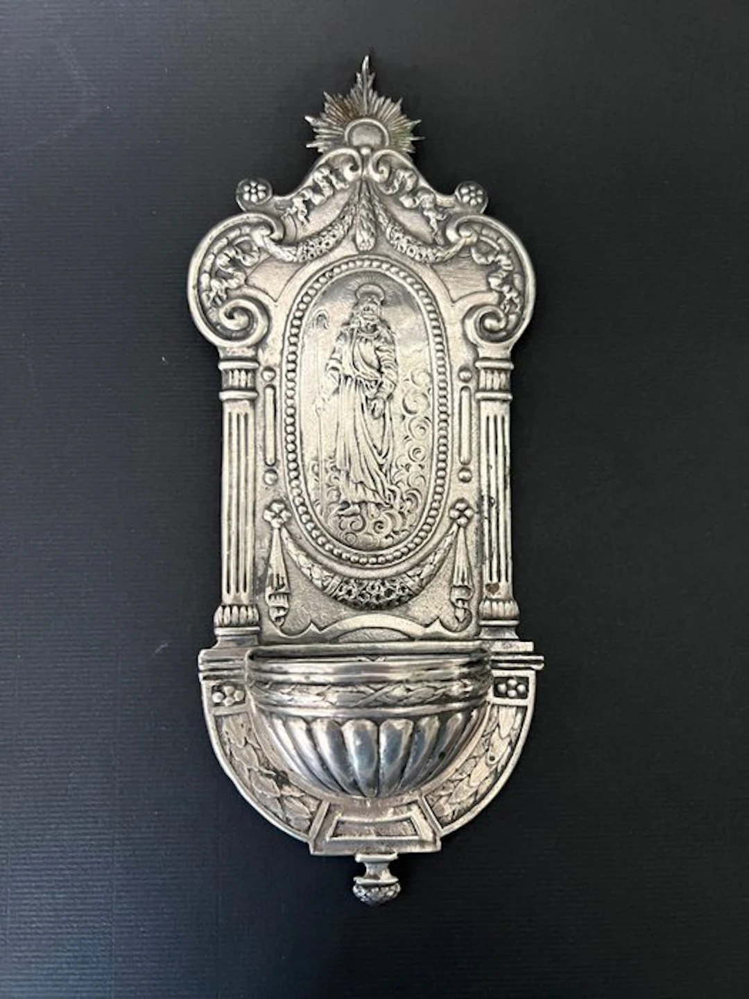 Holy water font - 1850-1900 - Silver wall-mounted holy water font - 22 cm