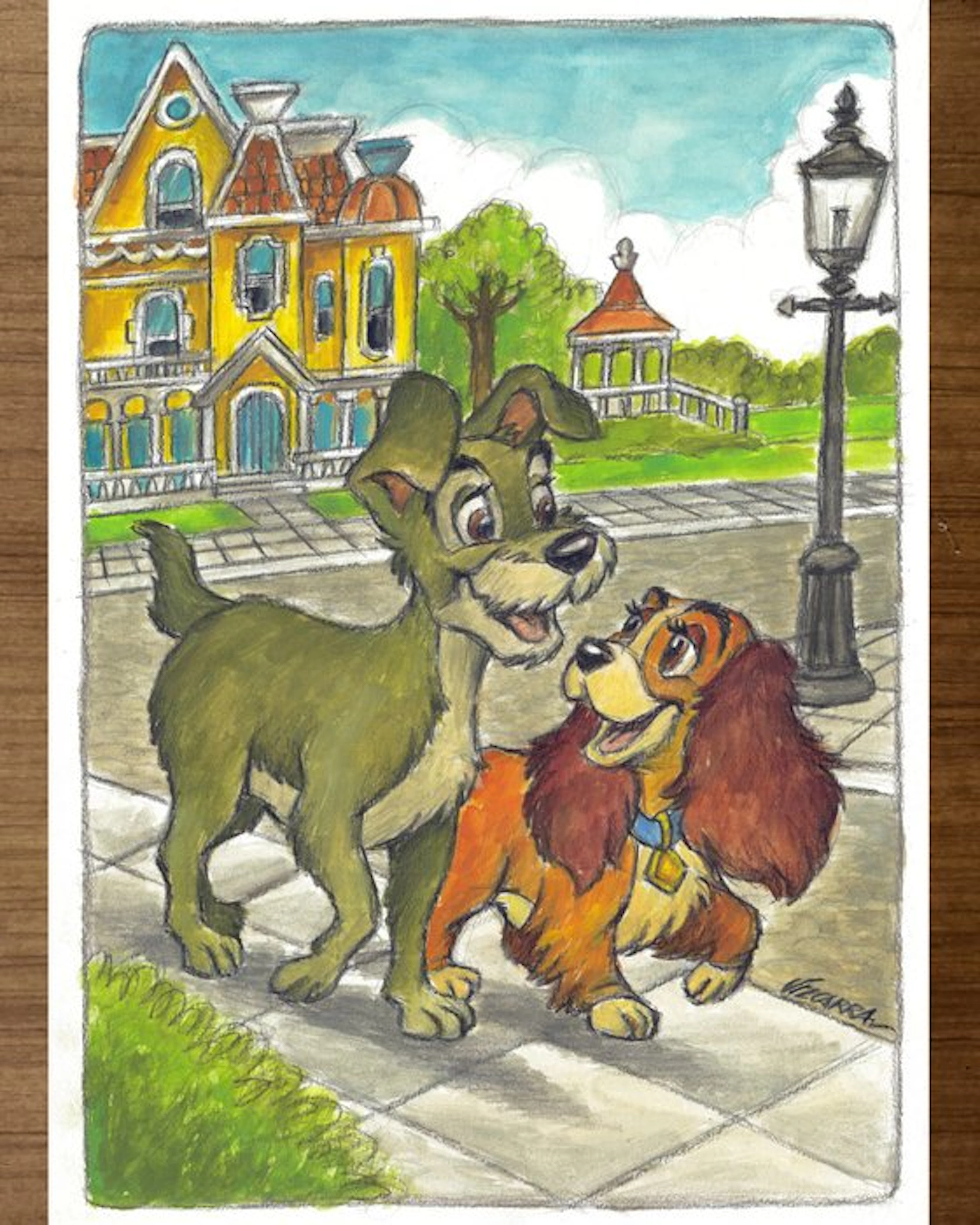 Joan Vizcarra - Lady and the Tramp “Romantic Walk" - Hand...
