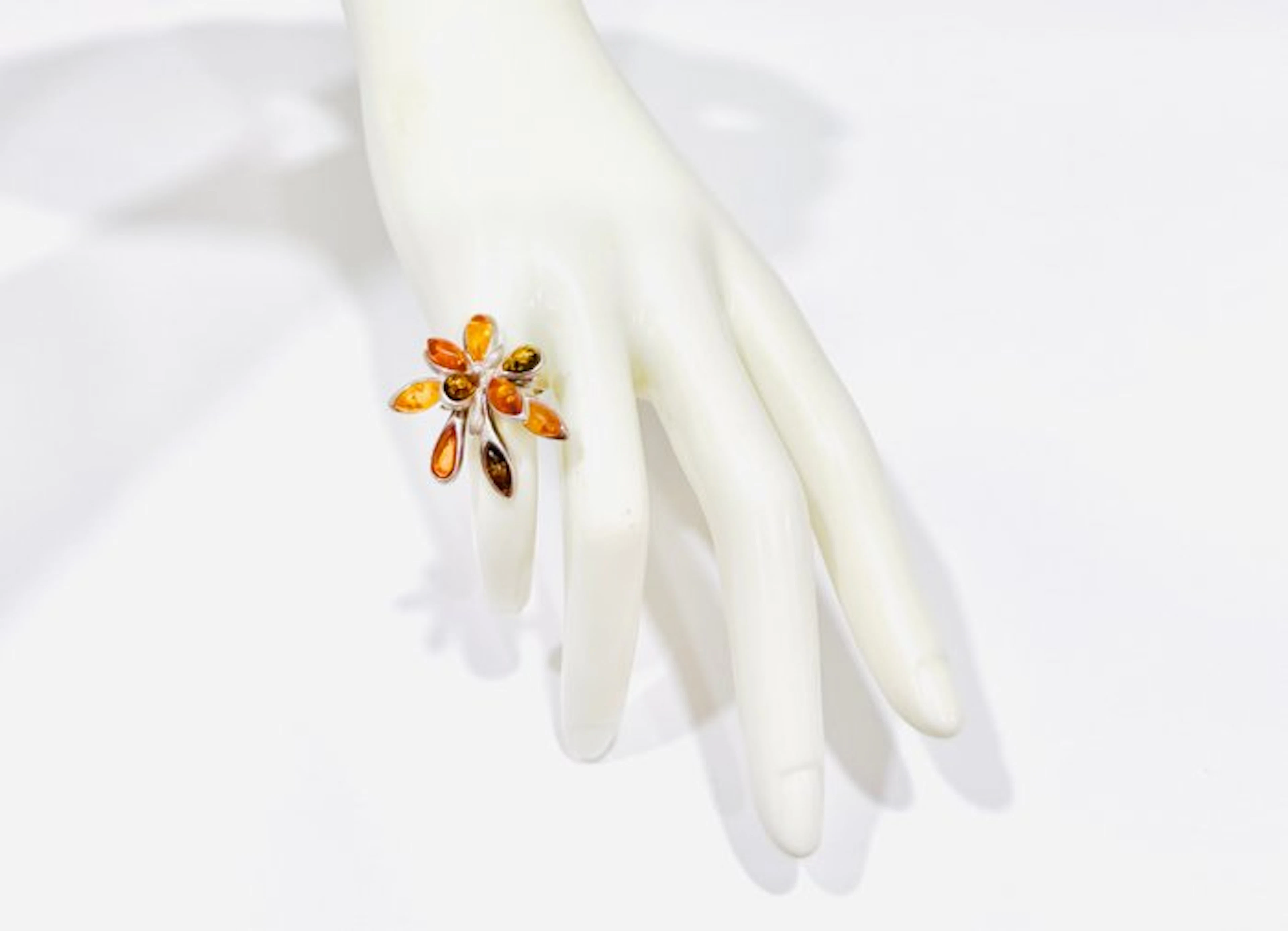 No reserve price - Ring Silver Amber