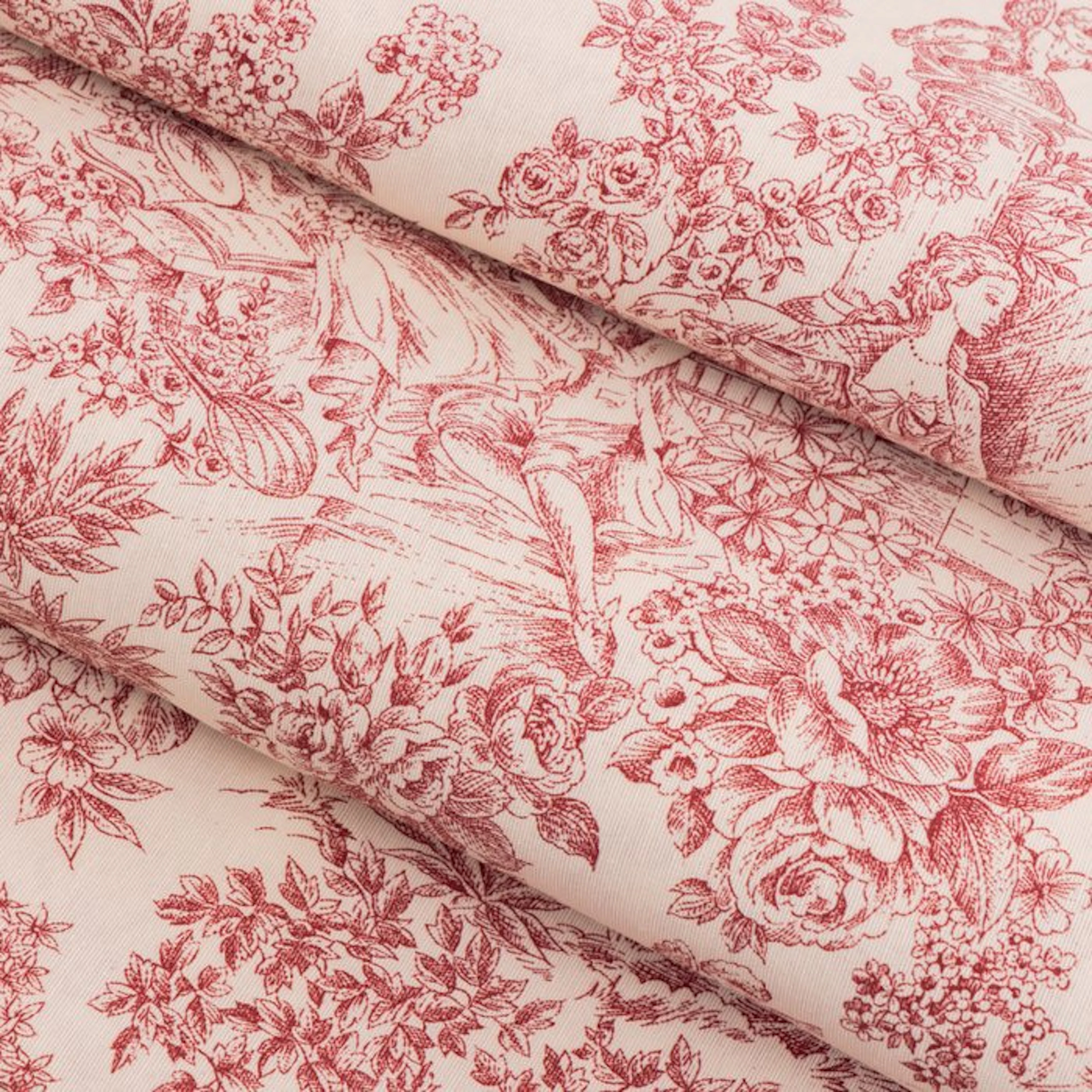 BA068 - Toile de Jouy Rosso Bordeaux - French Elegance...