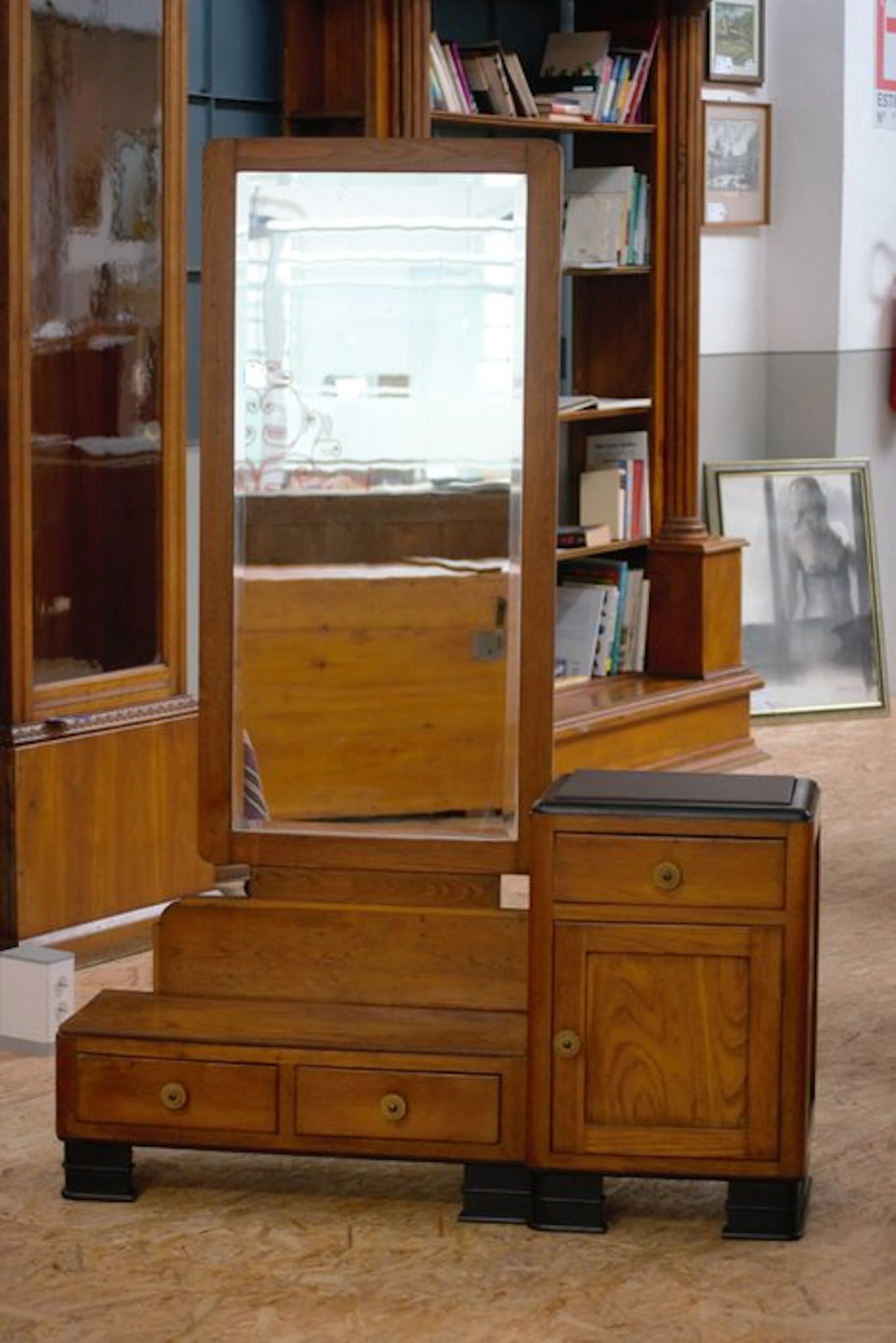 Cabinet - Wood, Glass, Ecopelle - Art Deco Dressing Table