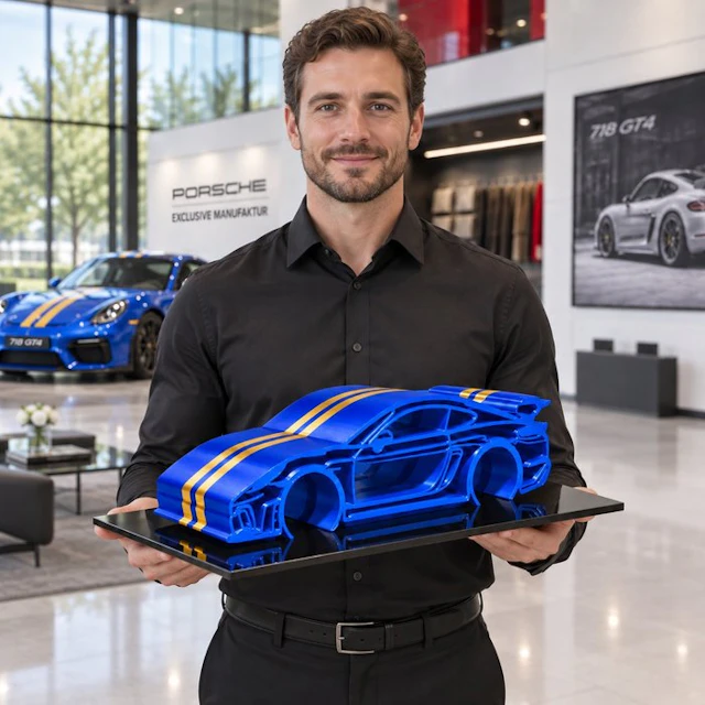 Porsche 718 GT4 "KLEIN BLUE " - 1/12 Scale - XXL Car...
