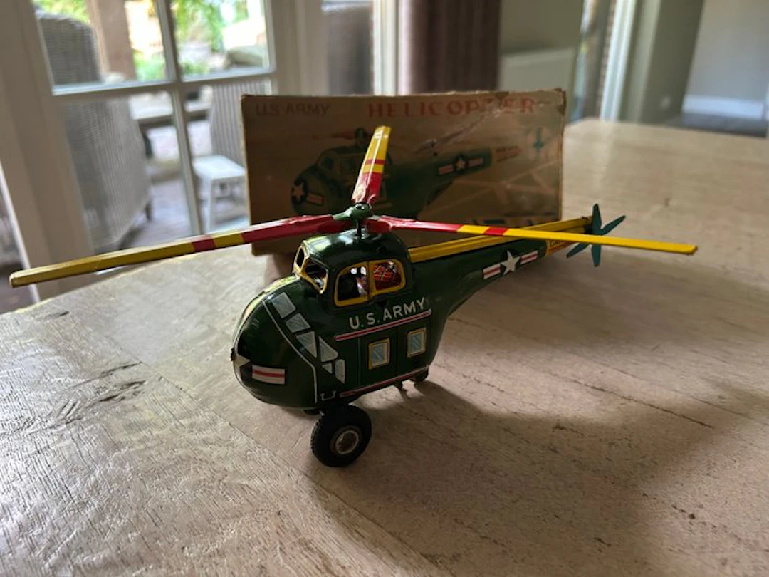 Marusan - Helicopter US Army - Wind-up tin toy - 1950-1959 - Japan