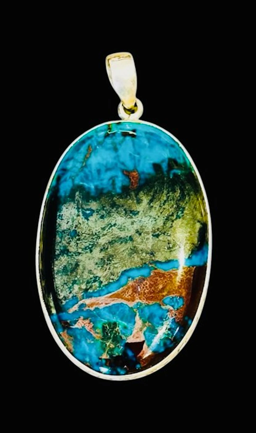 Shattuckite 925 Silver Pendant - Height: 5 cm - Width: 3.5 cm- 33 g - (1)