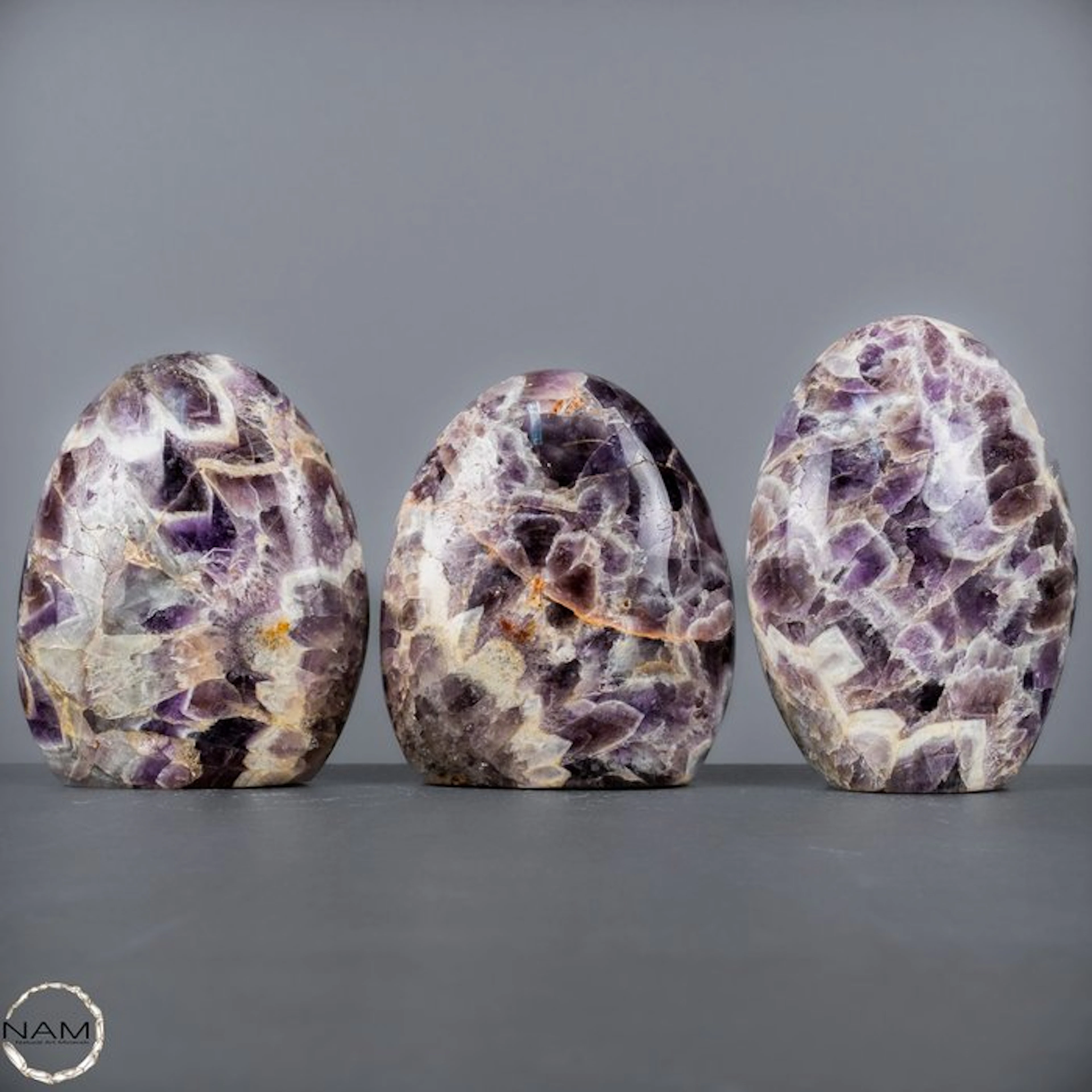 Natural Chevron Amethyst Freeform Set – an intense violet...