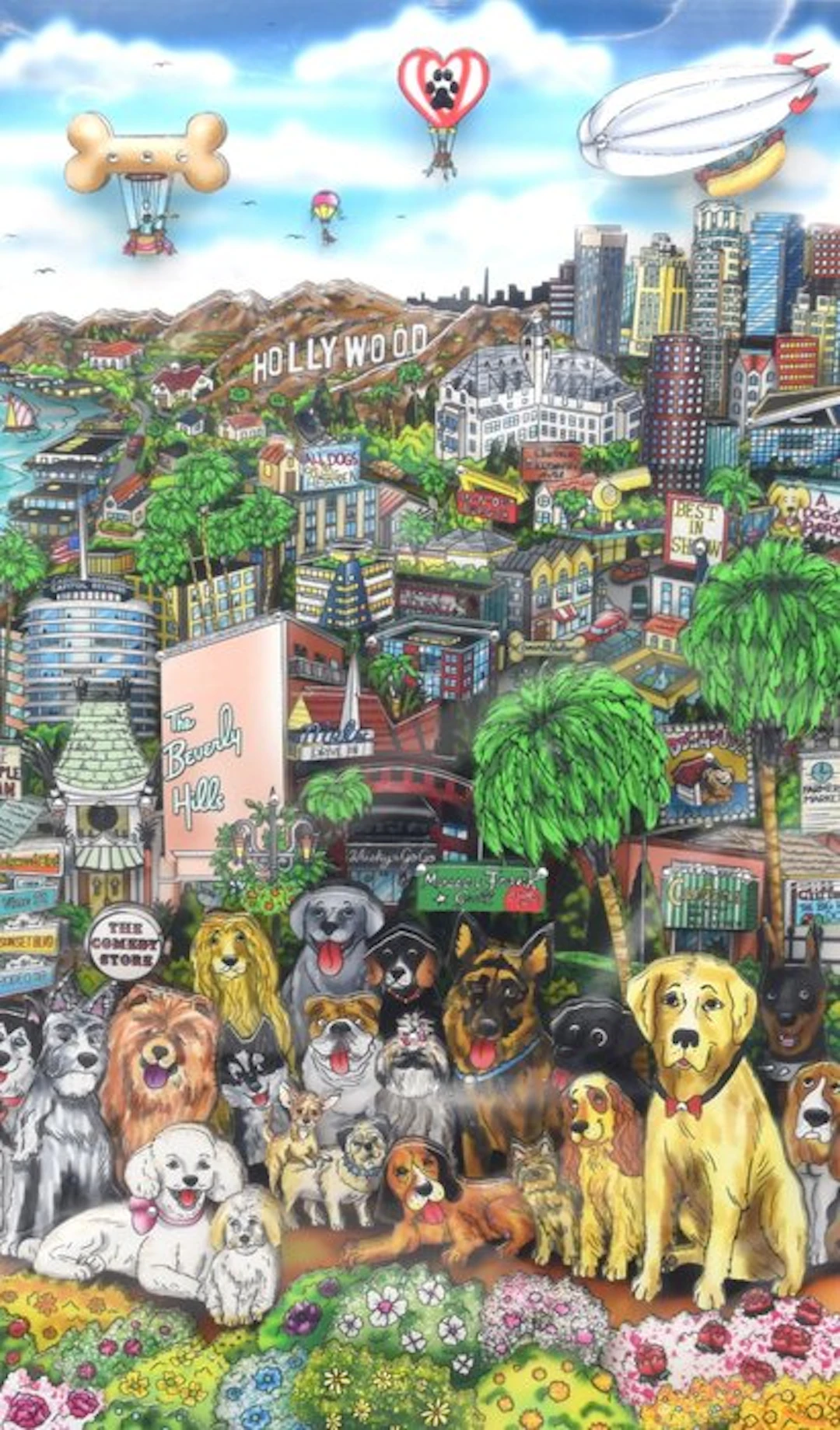 Charles Fazzino (1955) - Every Dog Has Its Day in LA