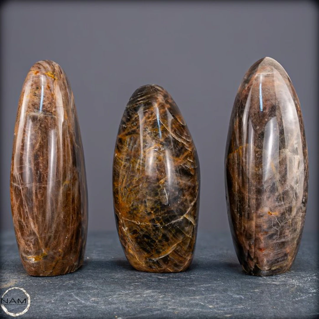 Noble Moonstone Freeform Set – Three hand-polished...