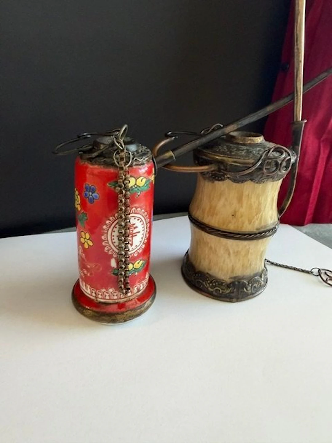 Paar antieke Chinese waterpijpen (2) - Bot...