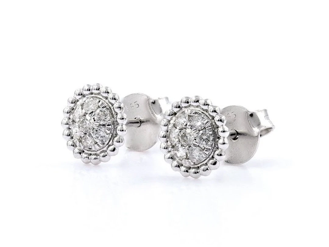 Earrings - 14 kt. White gold - 0.33ct. tw. Diamond (Natural)
