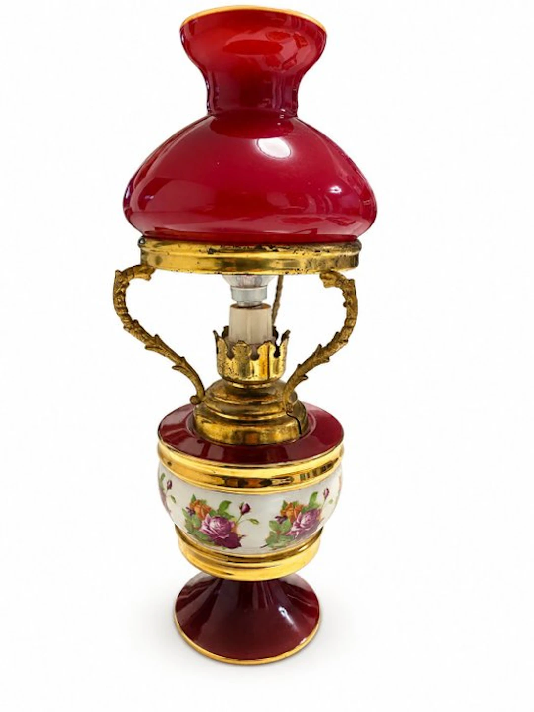 Hand Made in Florence - Table lamp - Porcelain, Gilt brass, Opaline glass