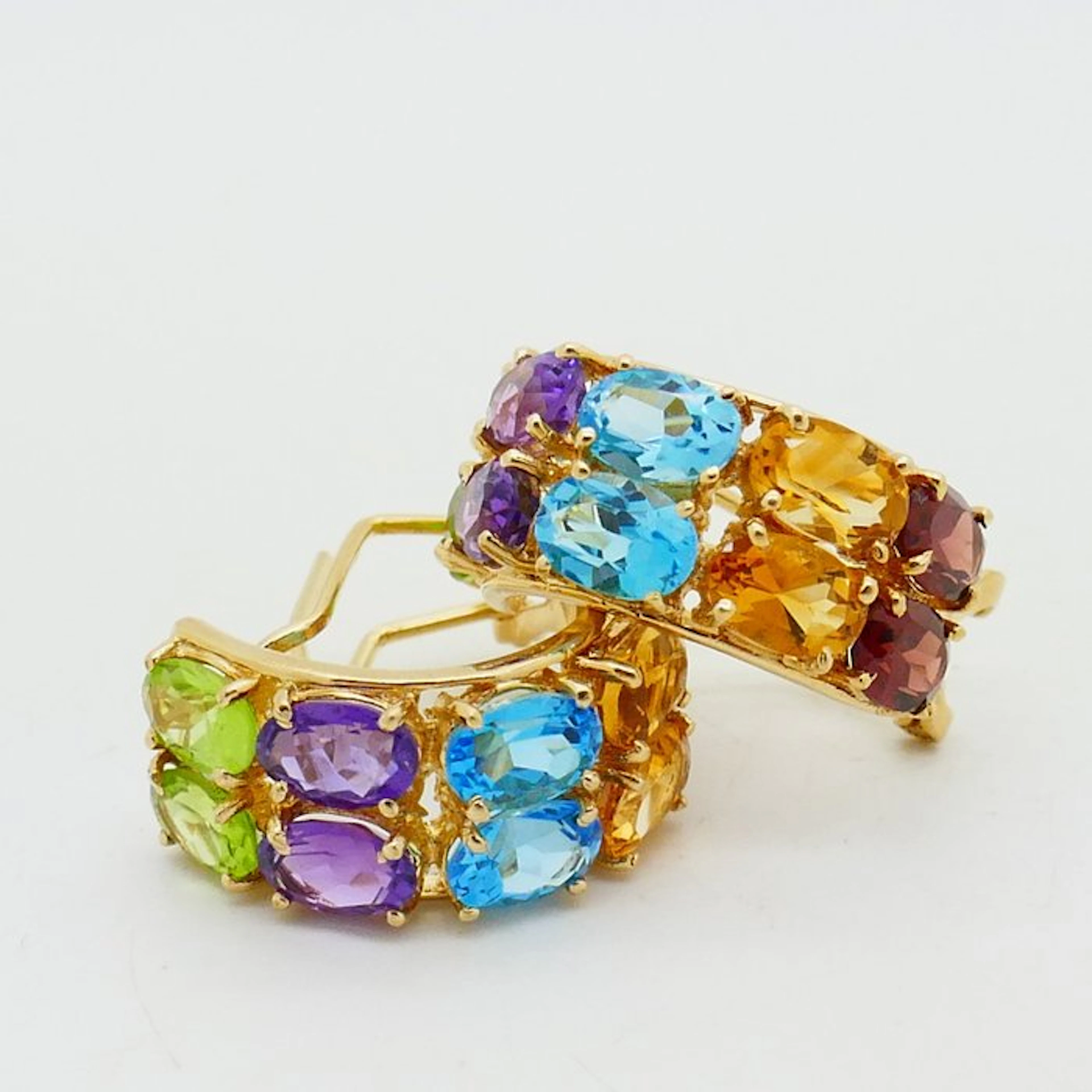 No reserve price - Earrings - 14 kt. Yellow gold - 10-carat gemstones